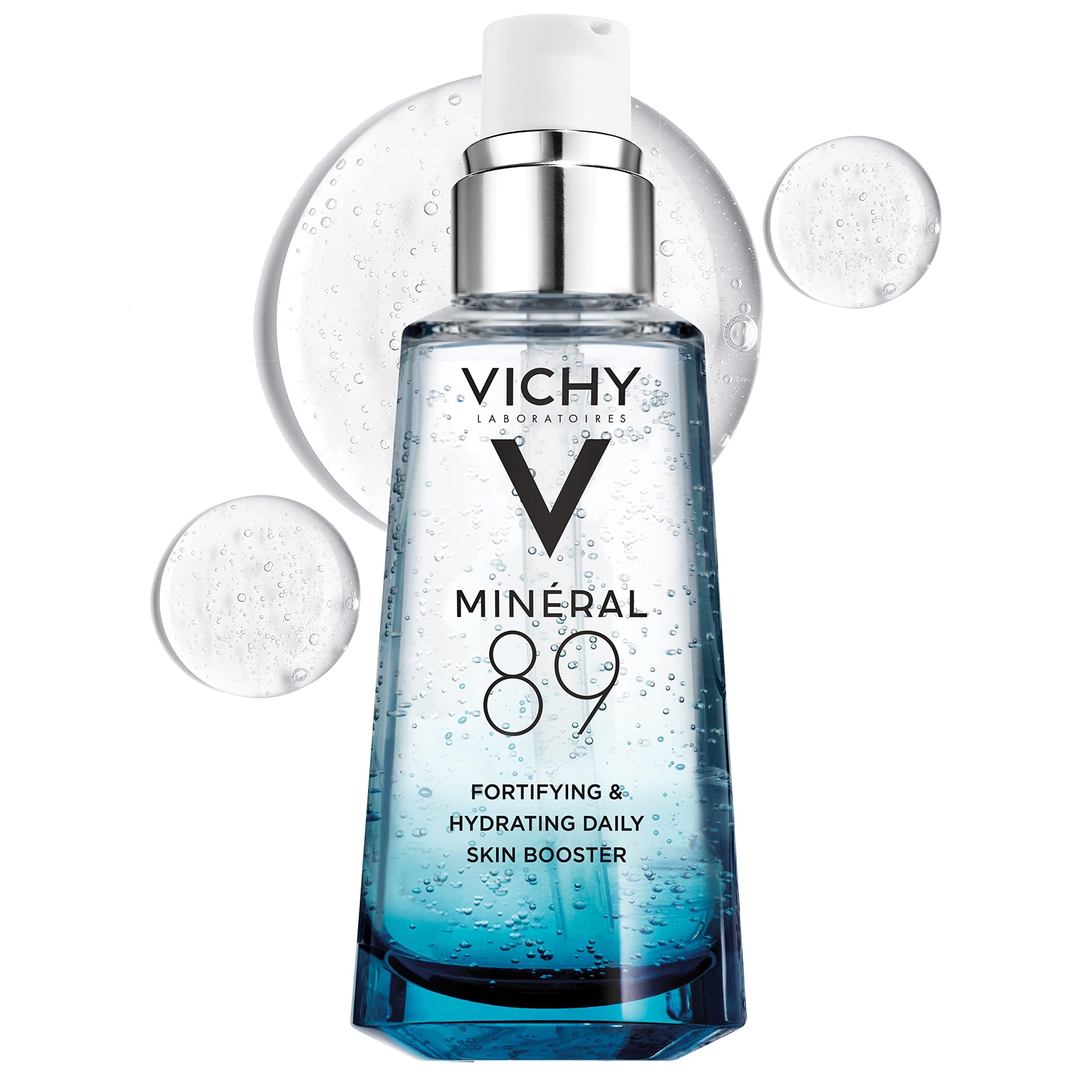 VICHY Mineral 89 Fortifying & Hydrating Daily Skin Booster, Pure Hyaluronic Acid Serum For Face, Plumps & Hydrates, Repairs Skin Barrier, Lightweight Moisturizing Gel, Fragrance Free & Oil-Free