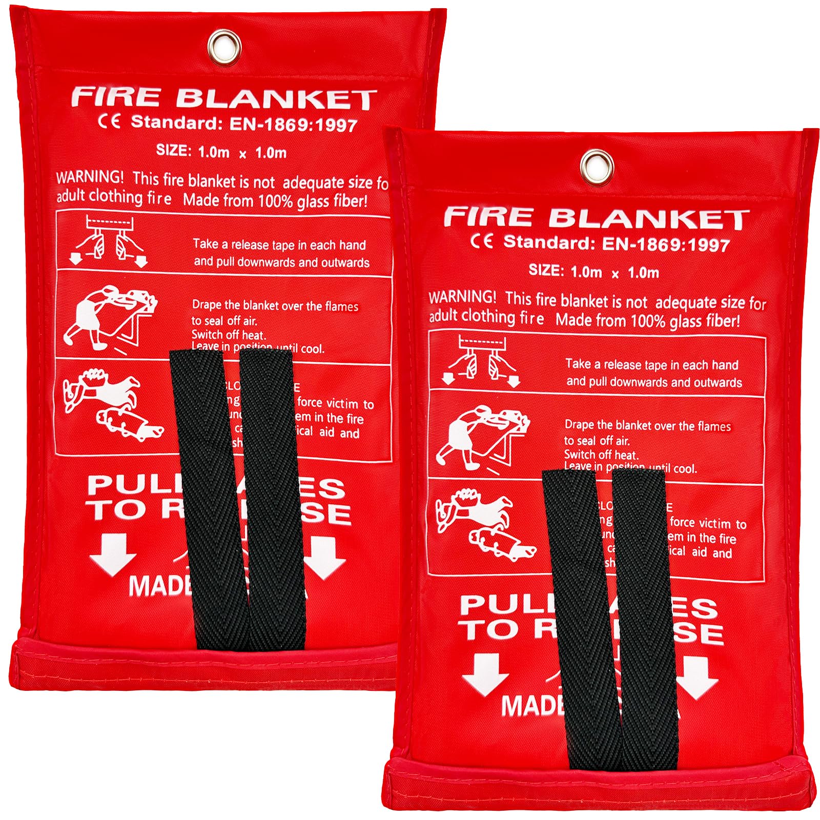 KKIKK Kitchen Fire Blanket for Home Safety, 2 Pack Emergency Fire Suppression Blankets for Kitchen, 40” x 40” Fiberglass Fire Blanket (Thicker Model)