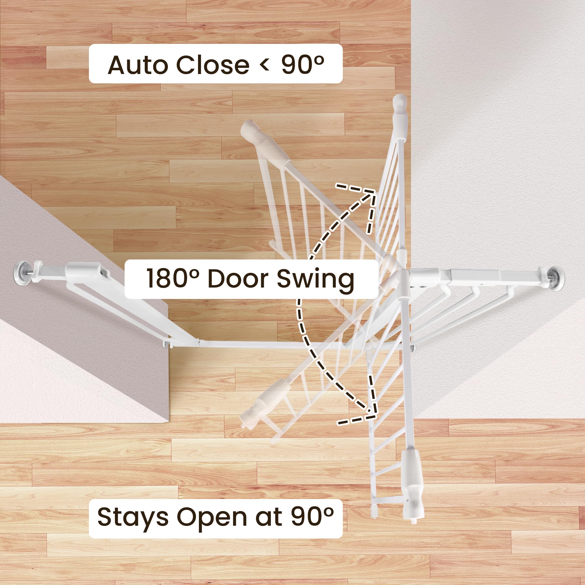 BalanceFrom Easy Walk-Thru Safety Gate for Doorways and Stairways with Auto-Close/Hold-Open Features, 30-Inch Tall, Fits 29.1 - 38.5 Inch Openings, White