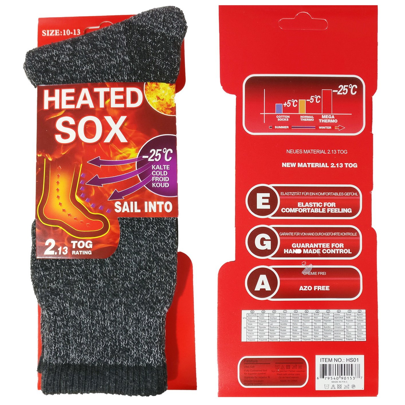 USBingoshop 2 Pairs Men's Heat Thick Insulated Wool Winter Thermal Socks 10-13 (2PK-Gray-HS1)