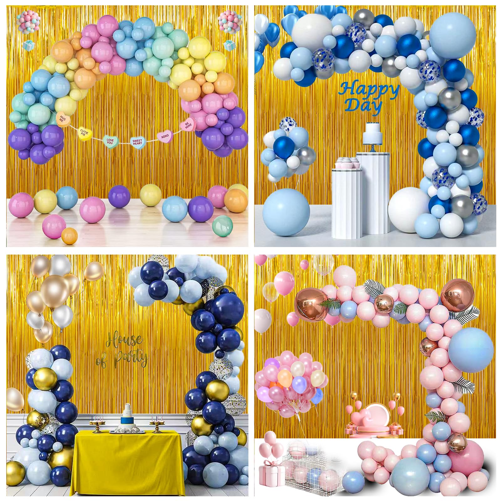 Birthday Party Decorations: 3 Pack 3.3 x 9.9 ft Gold Foil Fringe Curtains Party Supplies, Tinsel Curtain Backdrop for Parties/Birthday/Photo Booth