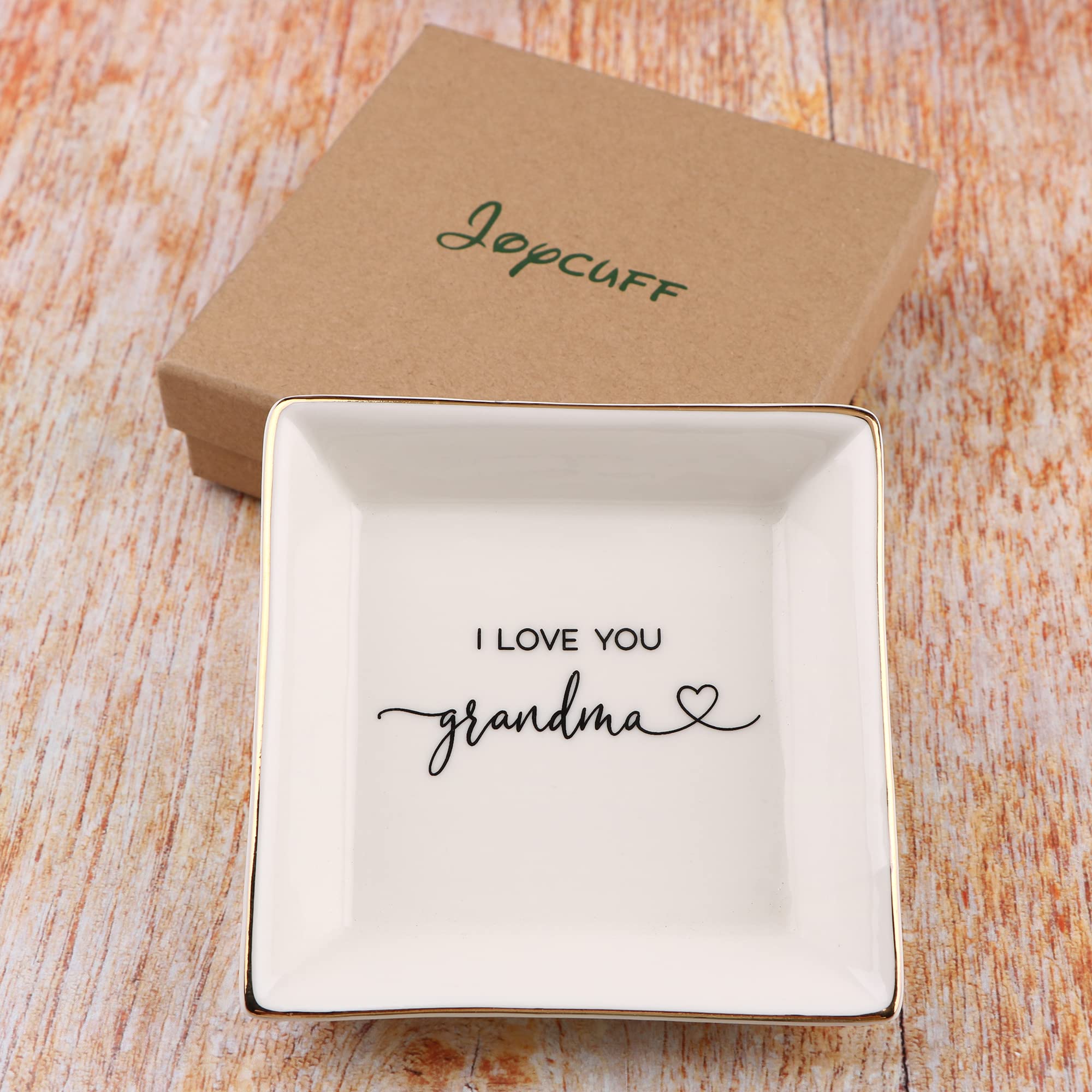 JoycuFF Grandma Birthday Gifts for Women Ceramic Trinket Dish Tray Jewelry Ring Earring Organizers Unique Grandmother Gifts for Her Mother's Day Thanksgiving Day Christmas