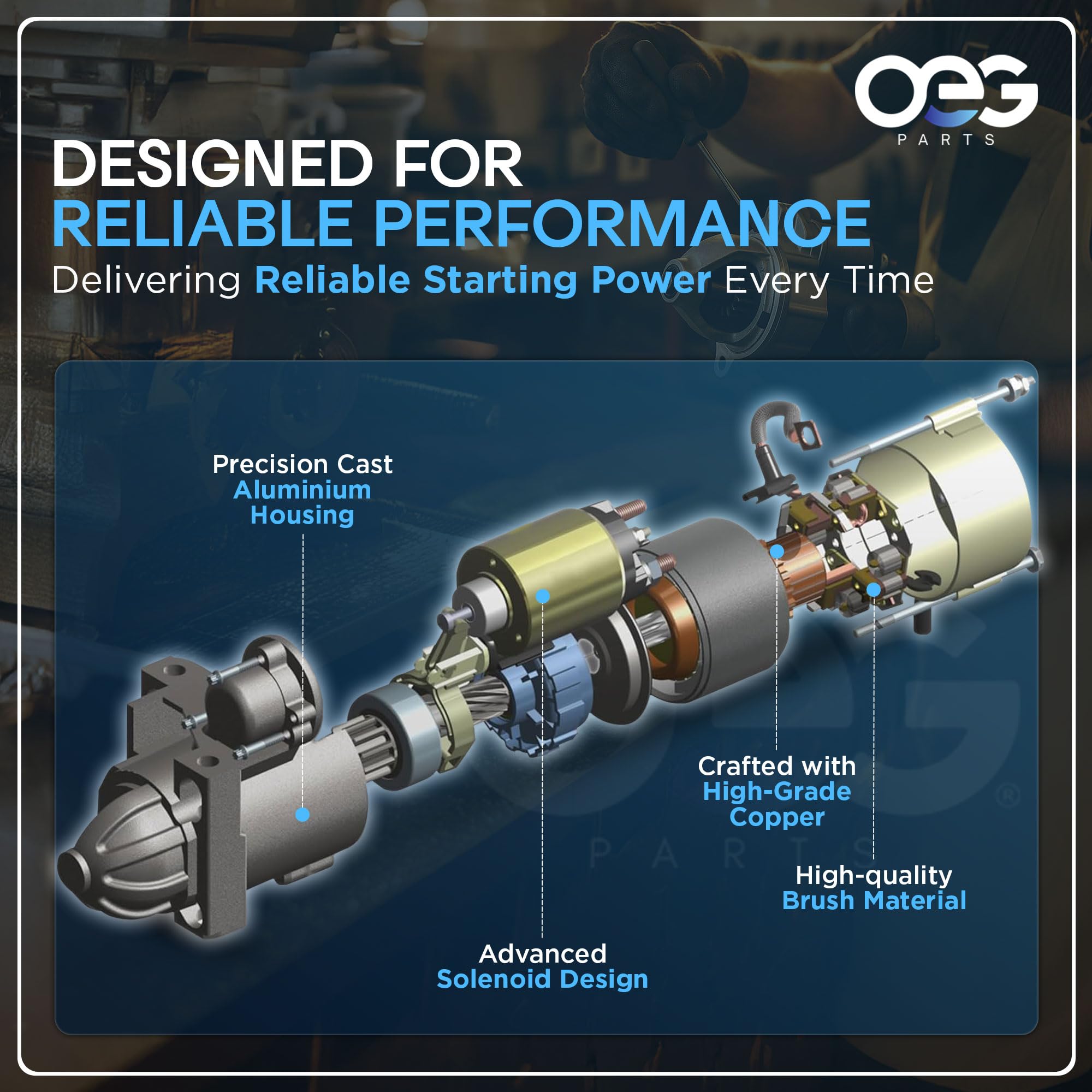 OEG Parts New Starter Compatible with Briggs V Twin Cylinder HD 108mm OAL 14HP 16HP 18 HP 1996-1998 399928, 498148, 495100, SBS0009, 41022010, 41022010R