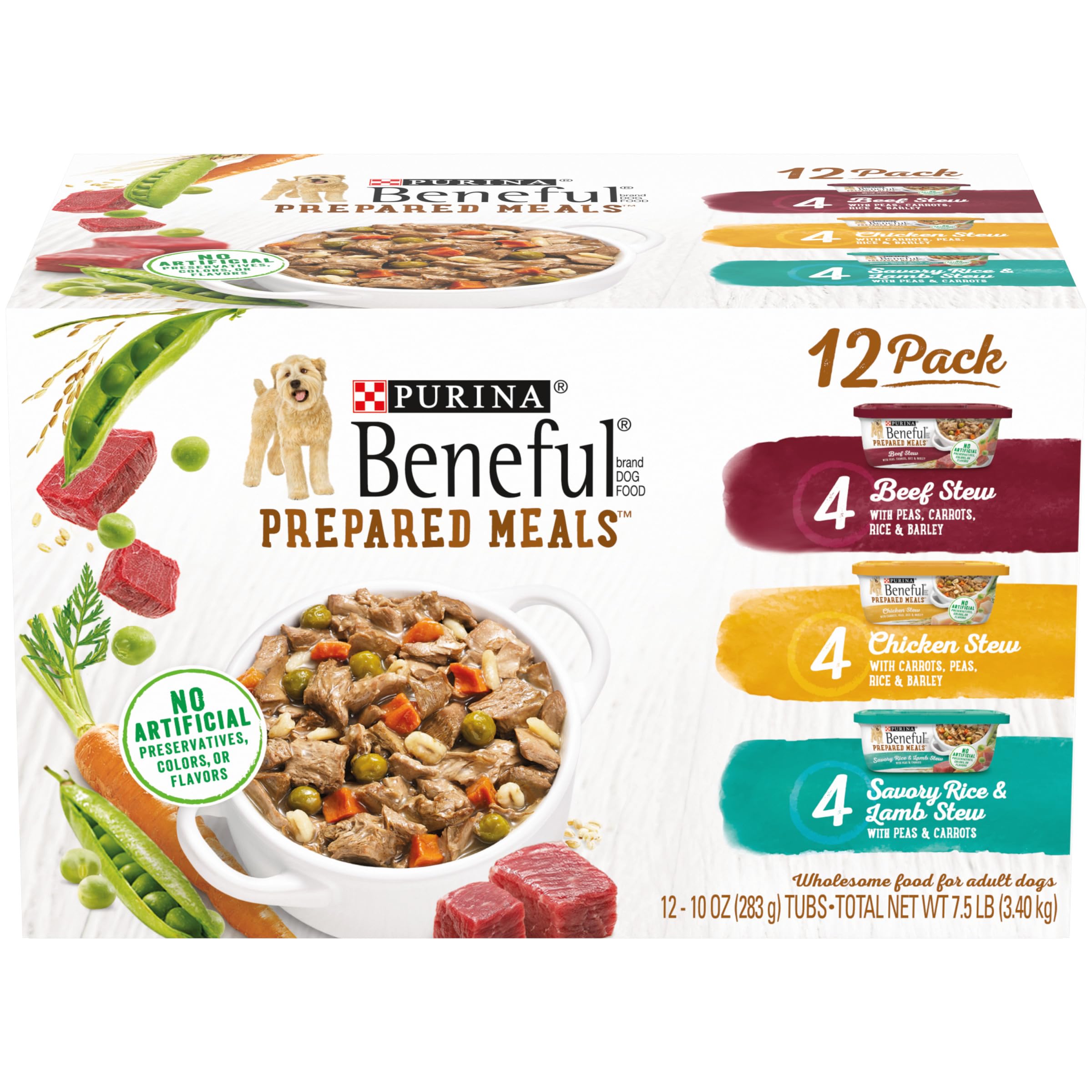 Purina Beneful Gravy Wet Dog Food Variety Pack, Prepared Meals Stew - (12) 10 oz. Tubs