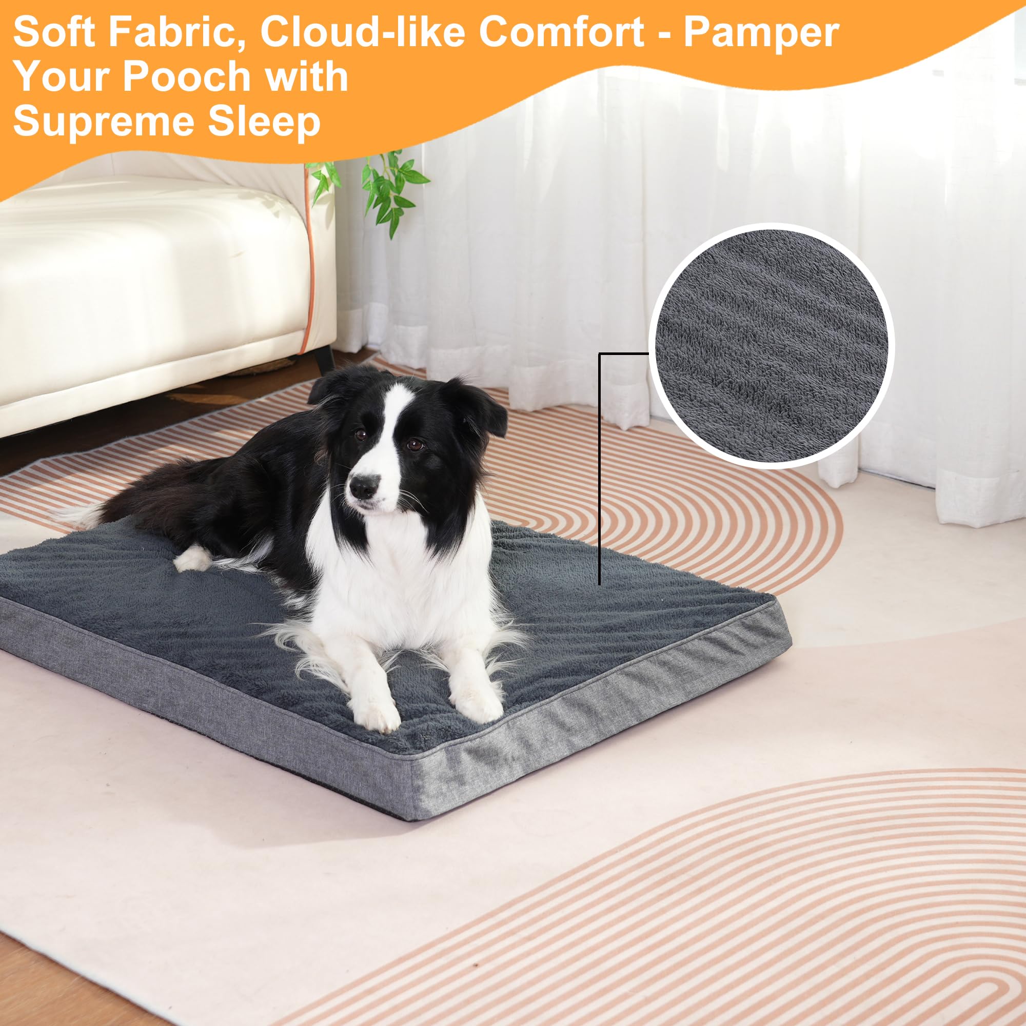 SOFTHOLA Orthopedic Dog Bed for Large and Medium Dogs, Dog Mat with Removable Washable Cover & Anti-Slip Bottom,Egg Crate Foam Pet Bed,Dog Mattress,Kennel Pad 36 x 27 inches for Dogs Up to 65 lbs