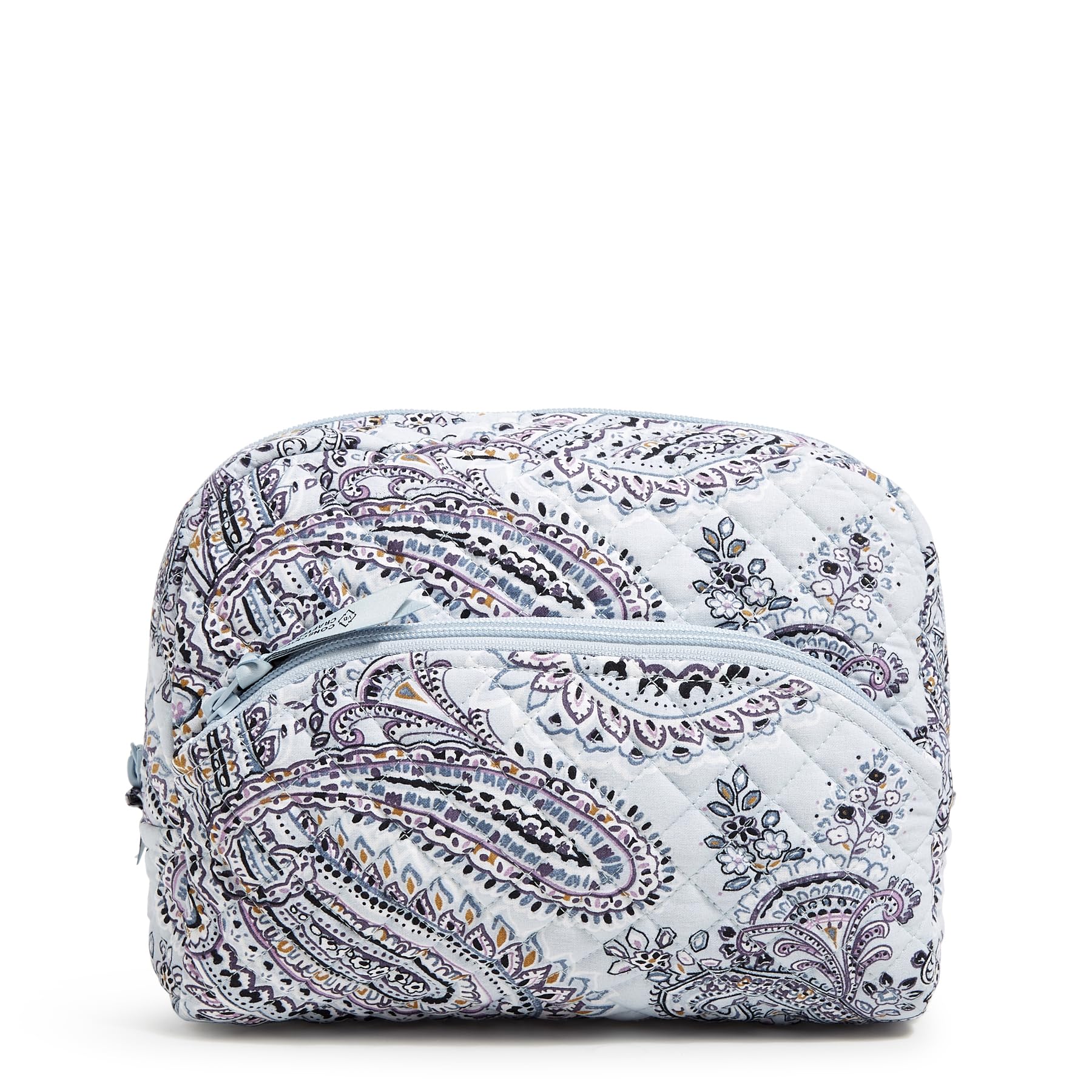 Vera Bradley Women's Cotton Large Cosmetic Makeup Organizer Bag, Soft Sky Paisley, One Size