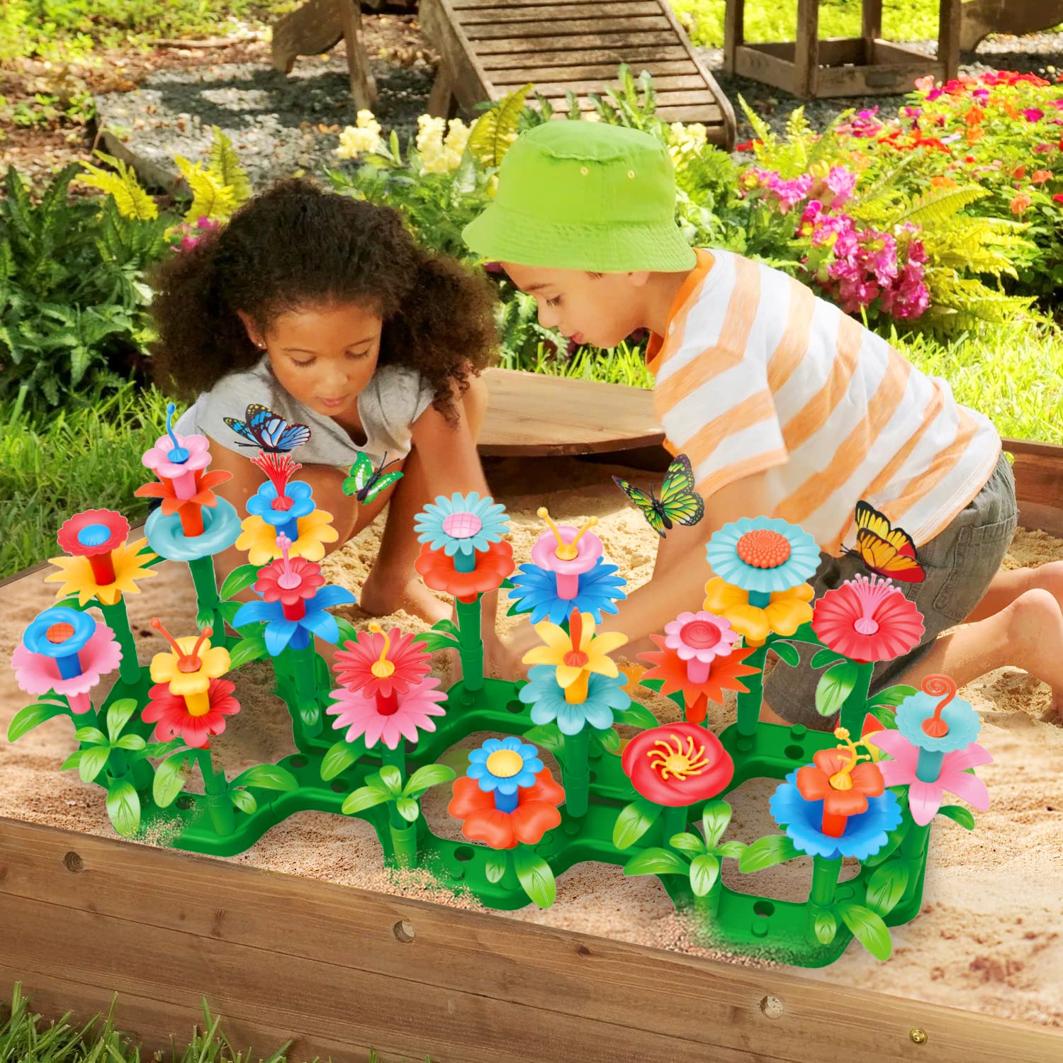 SpringFlower Toys for Girls 3 4 5 6 7 Years Old, Flower Garden Building Kit with Storage case,Educational STEM Toy and Preschool Garden Play Set for Toddlers, 148pcs