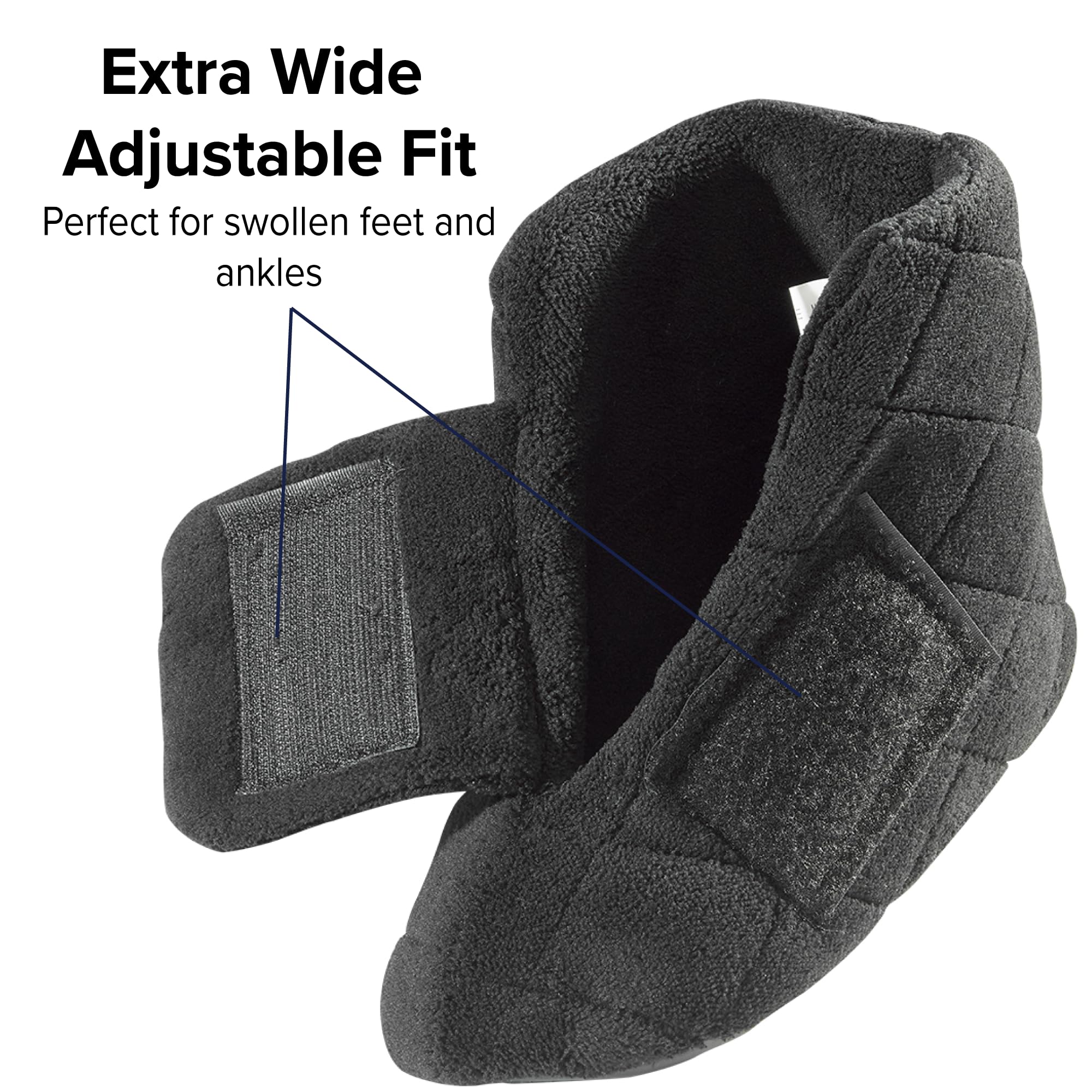 Silverts Diabetic Boots for Women Wide Width, Shoes for Edema and Swollen Feet, Diabetic Slippers, Lymphedema Shoes for Women Extra Wide, Edema Boots - Black LGE