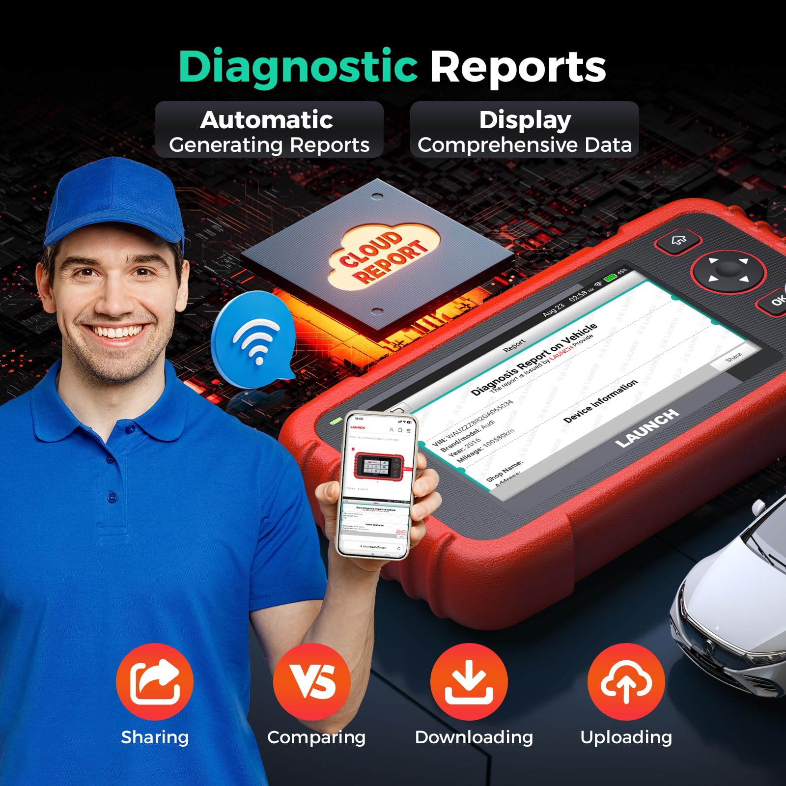 LAUNCH OBD2 Scanner CRP123X Elite V2.0(Upgrade of CRP123X/CRP129X), 7 Reset Scan Tool, FCA SGW, Multi-System Car Scanner, Cloud Report, Lifetime Free Update Diagnostic Scanner, Battery Test, AutoVIN