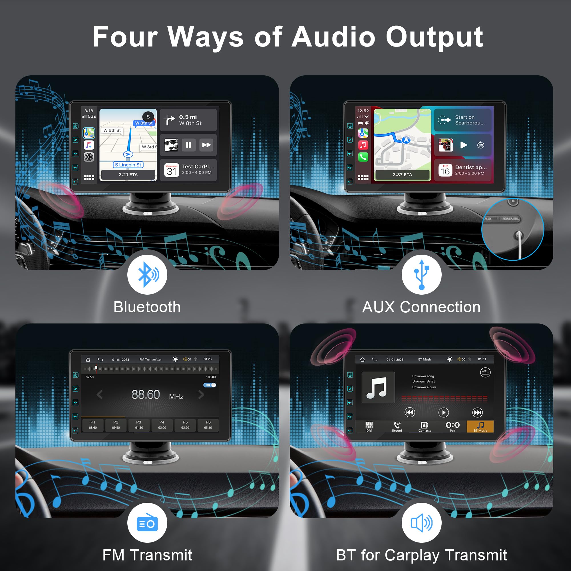 Thebestsvox 7" Wireless Car Stereo with Apple Carplay & 1080P Reverse Camera,Portable Touch Screen Car Play GPS Navigation for Car,Car Audio Receivers with Mirror Link, Android Auto,Bluetooth,FM, Siri