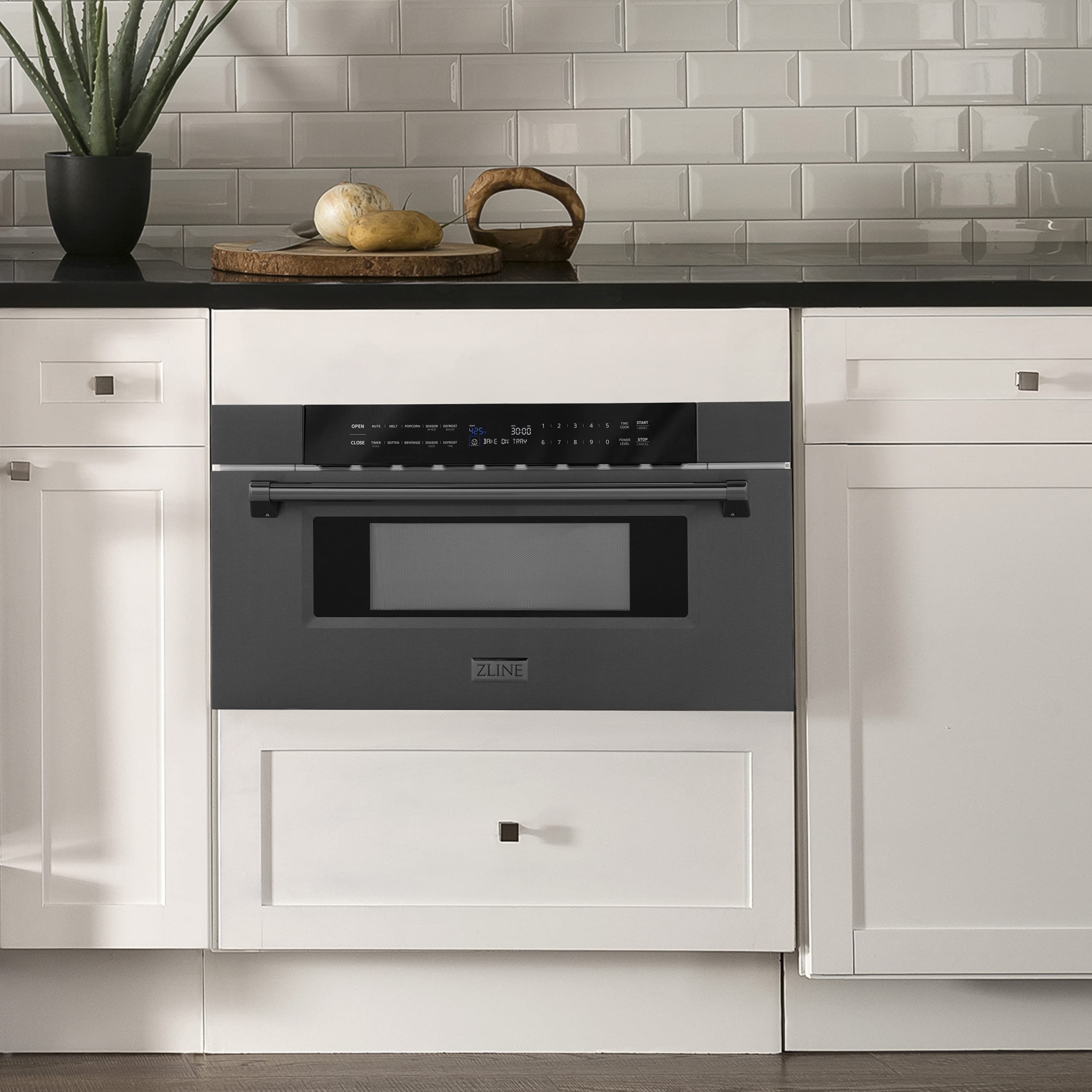 ZLINE 30" 1.2 cu. ft. Built-in Microwave Drawer in Black Stainless Steel