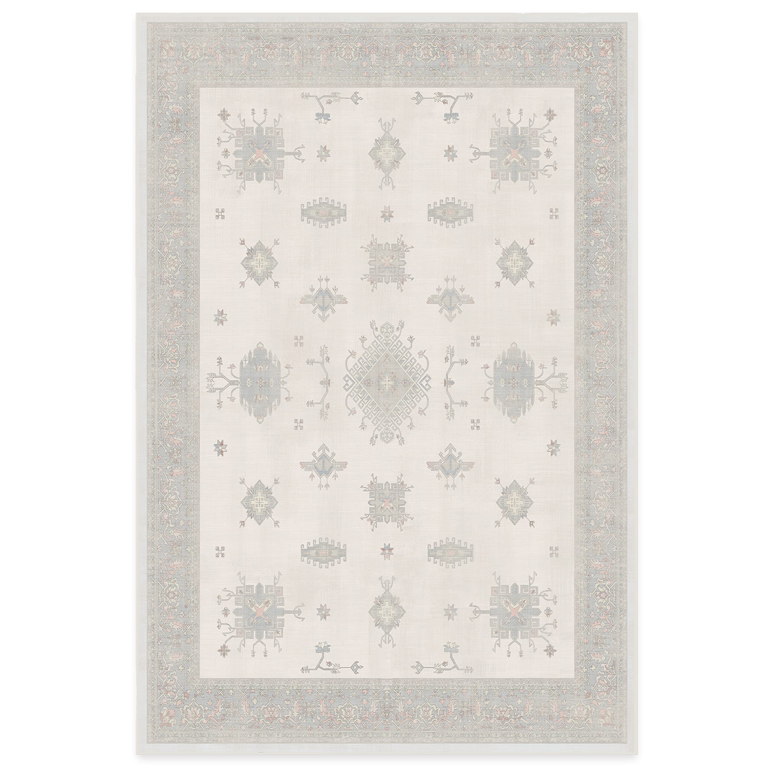 RUGGABLE Verena Washable Rug - Perfect Washable Area Rug for Kids Room, Nursery - Stain & Water Resistant, Non-Slip, Pet & Child Friendly Playroom Rugs - White Opal 6'x9' (Standard Pad)