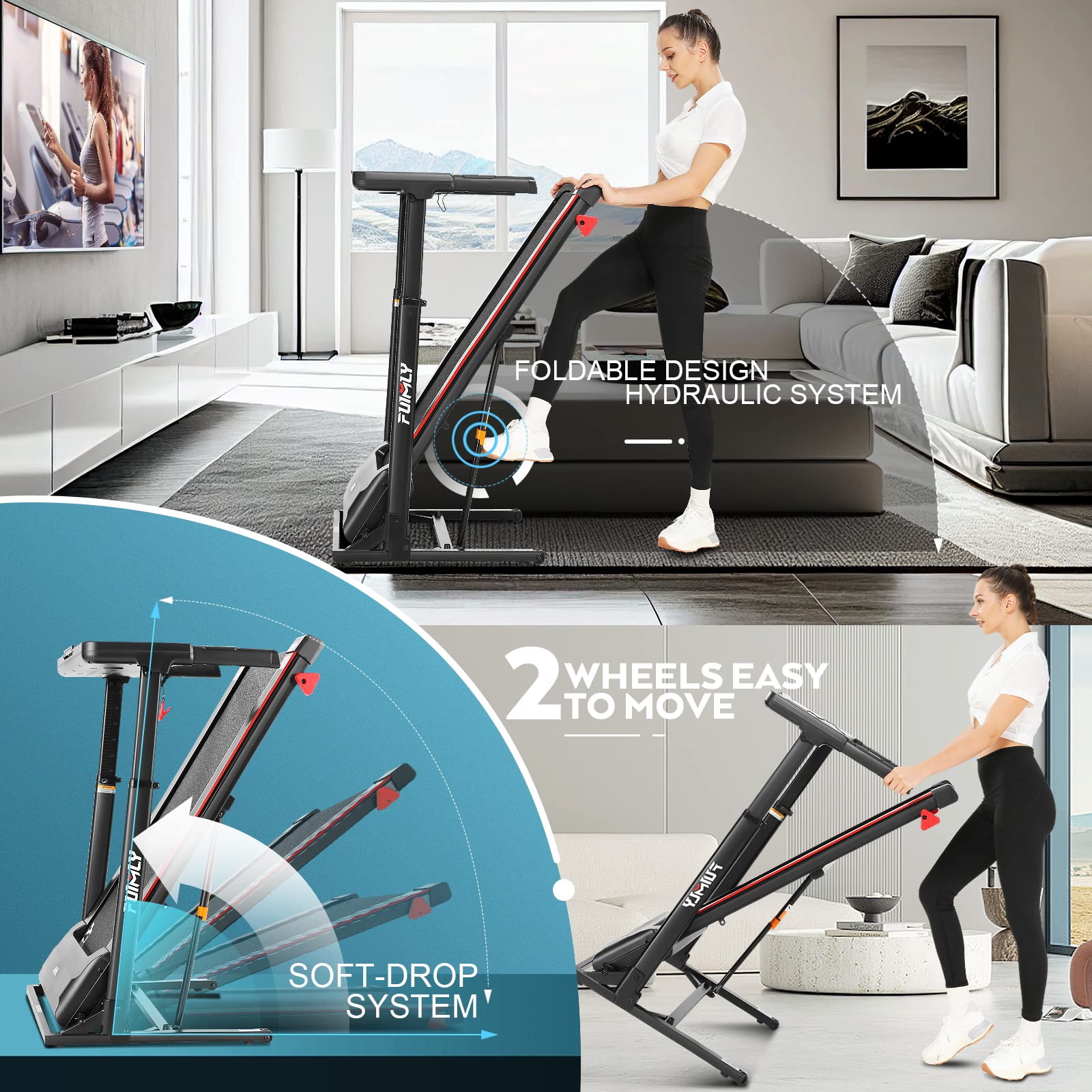 Treadmill with Desk Workstation & Adjustable Height, 350 LBS Weight Capacity, Folding Treadmill with 3 Level Incline, Bluetooth Speaker & App, Portable 3.5HP Walking Pad with Desktop for Home Office