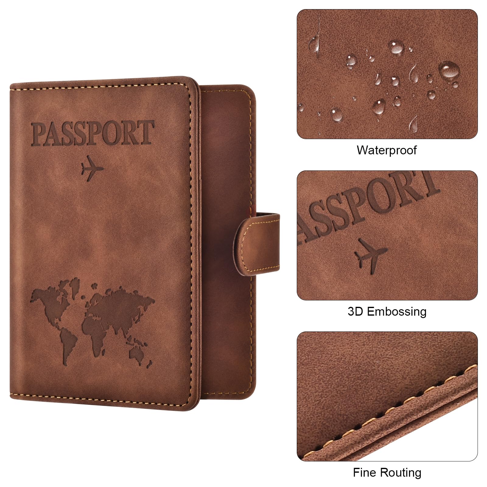 Eoehro Passport Holder for Travel Essentials, Passport Wallet Cover Case for Travel Must Haves Accessories,Passport Book Holders for Women and Men(brown)