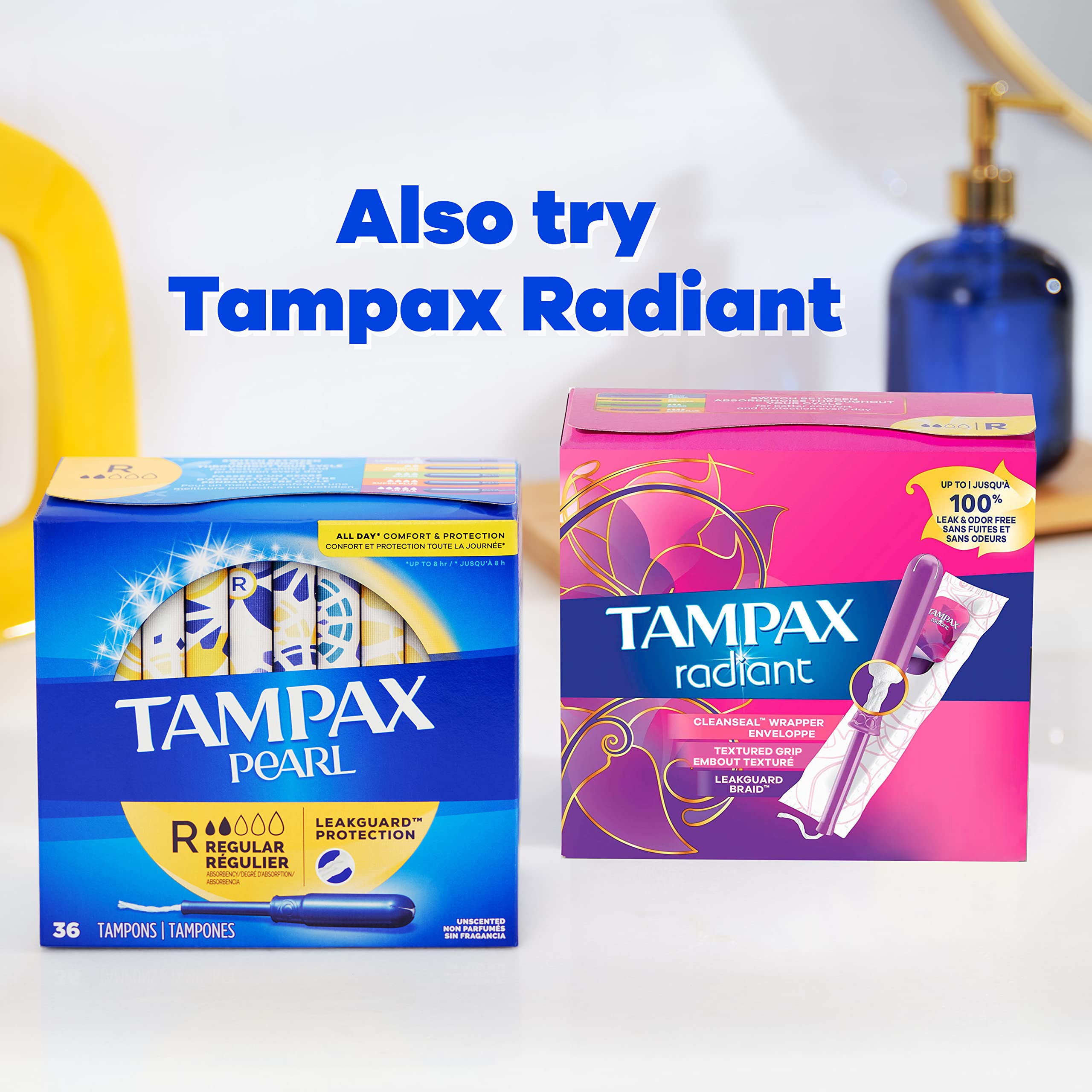 Tampax Pearl Tampons Multipack, Light/Regular/Super Absorbency, with Leakguard Braid, Unscented, 94 Count