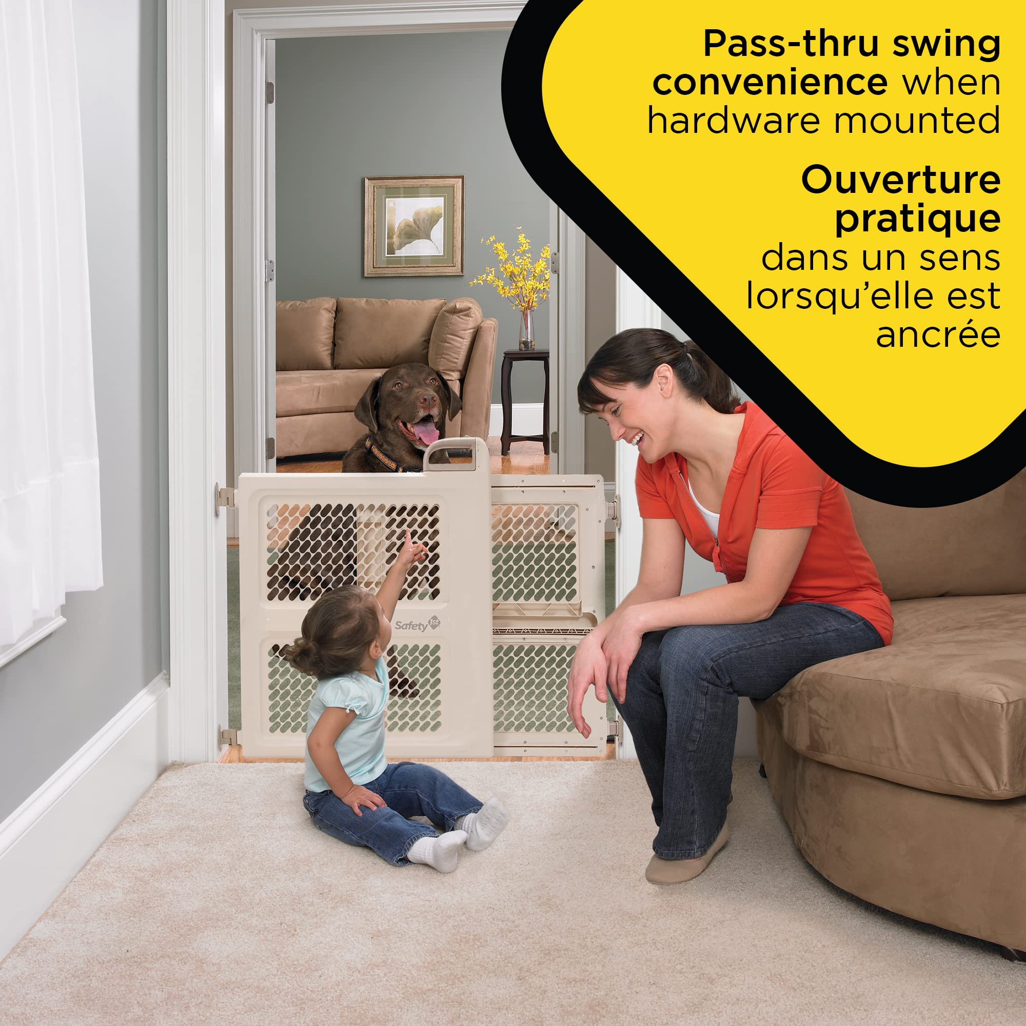 Safety 1st Baby Gates for Doorways, Pressure Mount Lift, Lock and Swing Gate, Dog Gates, Hardware Baby Gate for Stairs Fits 28"-42" Wide