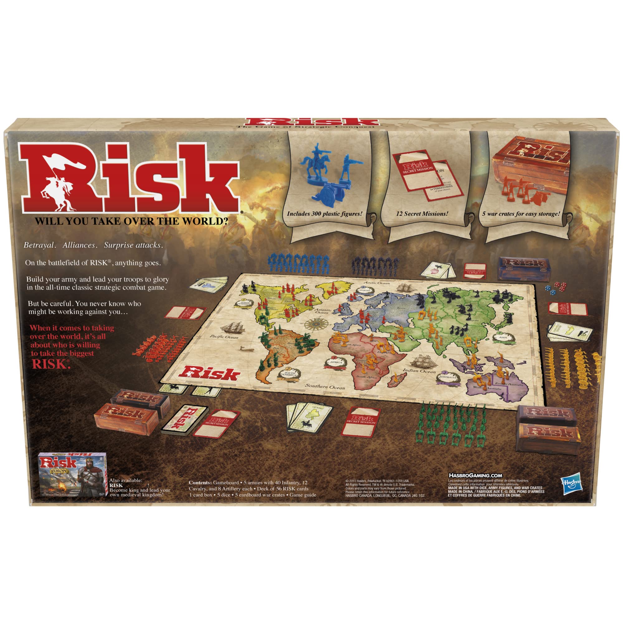 Risk Board Game, Strategy Games for 2-5 Players, Strategy Board Games for Teens, Adults, and Family, War Games, Ages 10 and Up