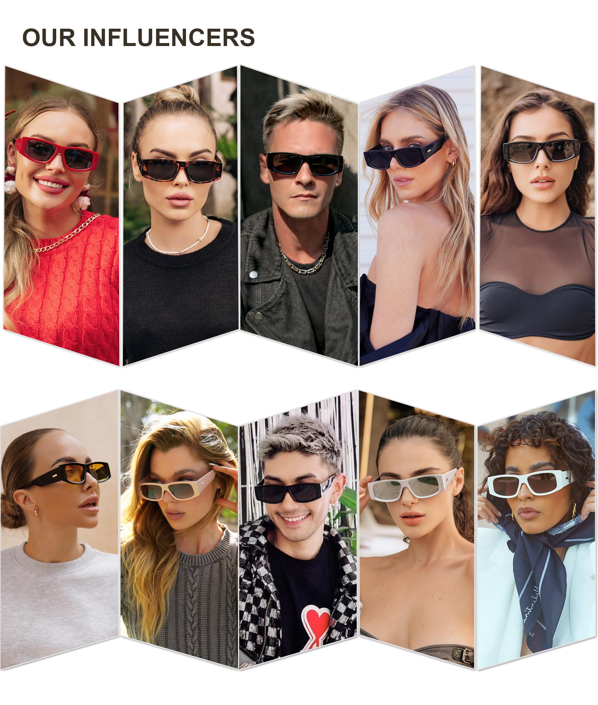 SOJOS Trendy Y2K Rectangle Polarized Sunglasses for Women Men Fashion Designer Rave Sunglasses SJ2228, Black/Grey