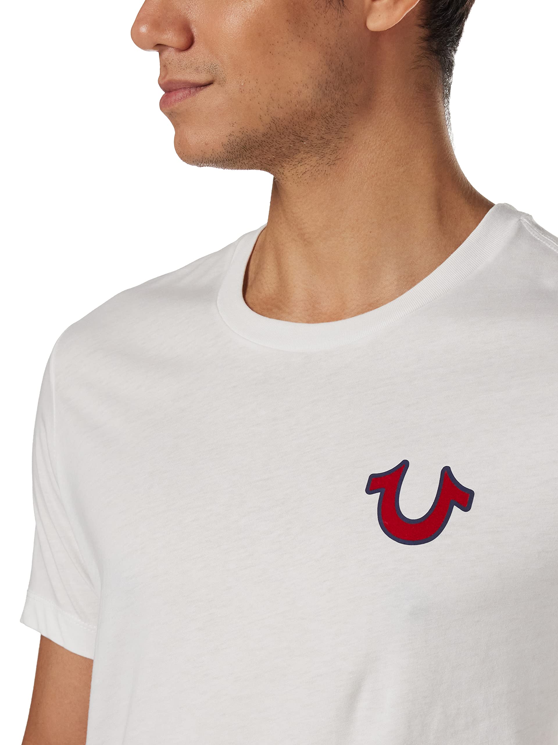 True Religion Men's Buddha Logo Crew Neck Tee, White, X-Large
