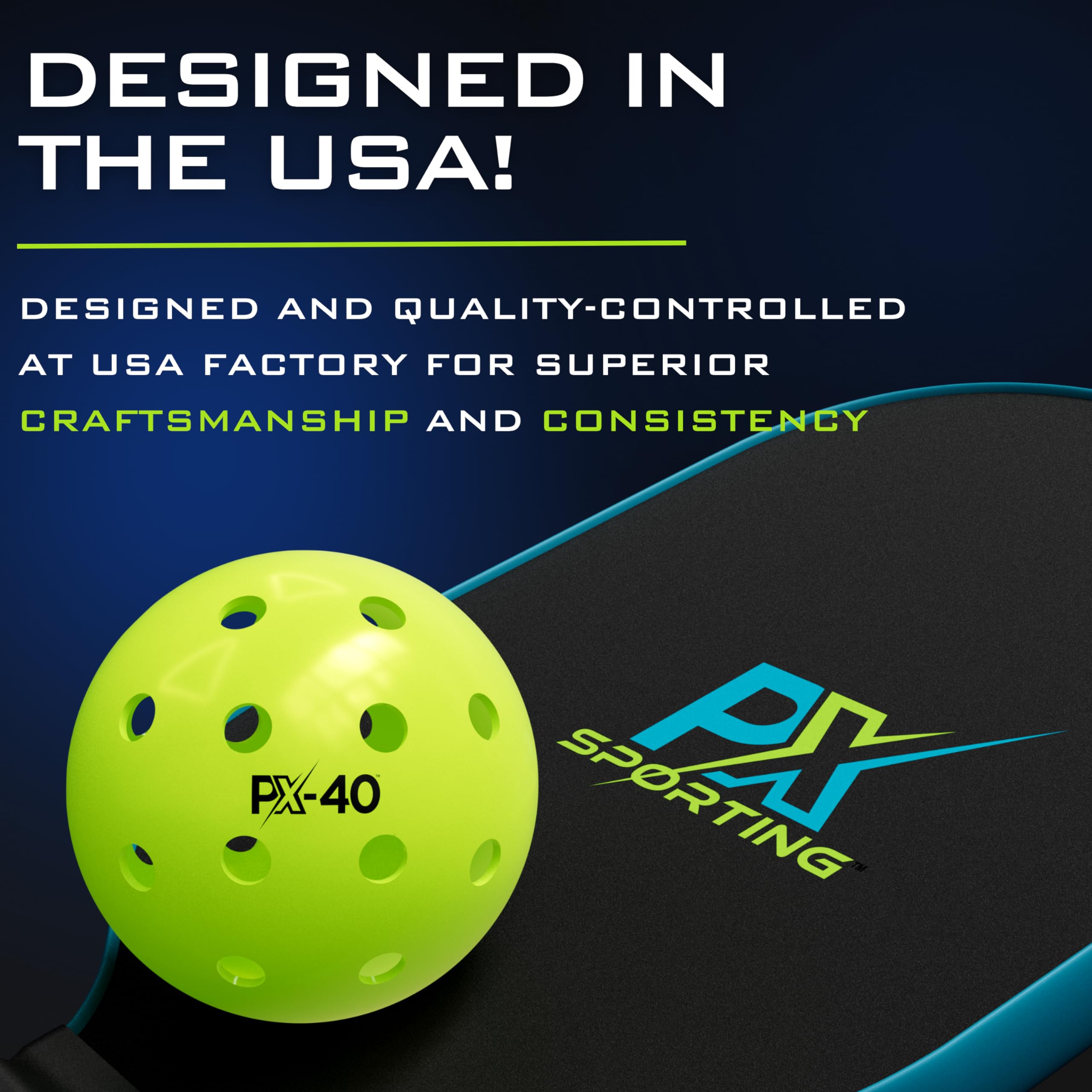 PX-40 Premium Outdoor Pickleball Balls - Crack Resistant One Piece Design - High Visibility Neon Green - Tournament-Approved Professional Pickleballs - 12 Pack