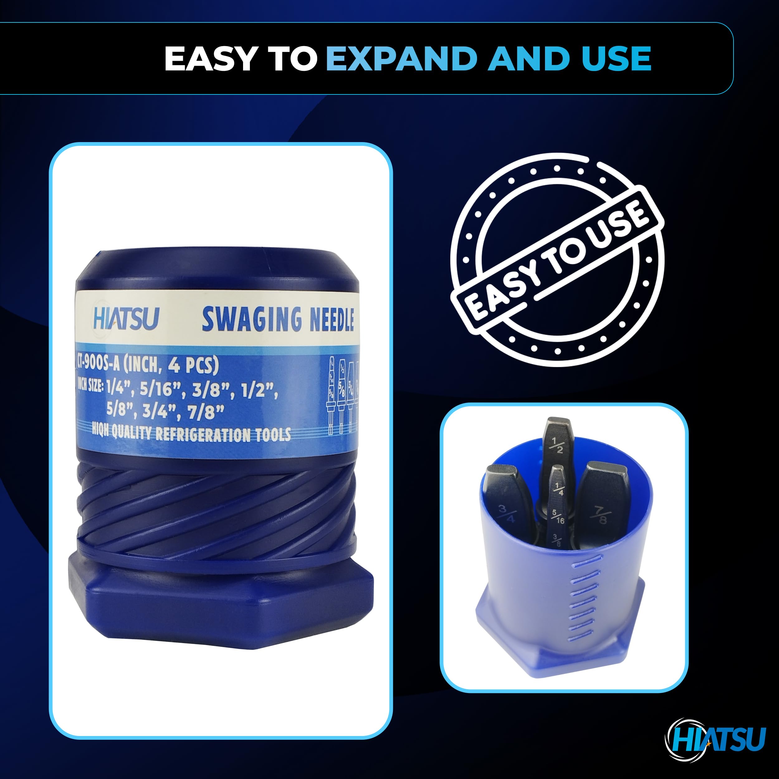 Swaging Tool Drill Bit Set, HVAC Repairing Set 7 Different Gauges, Air Conditioner Manual Copper Tube Expander Pipe Swage with 1/4", 5/16", 3/8", 1/2", 5/8", 3/4", 7/8" Drill Bit Repairing Set