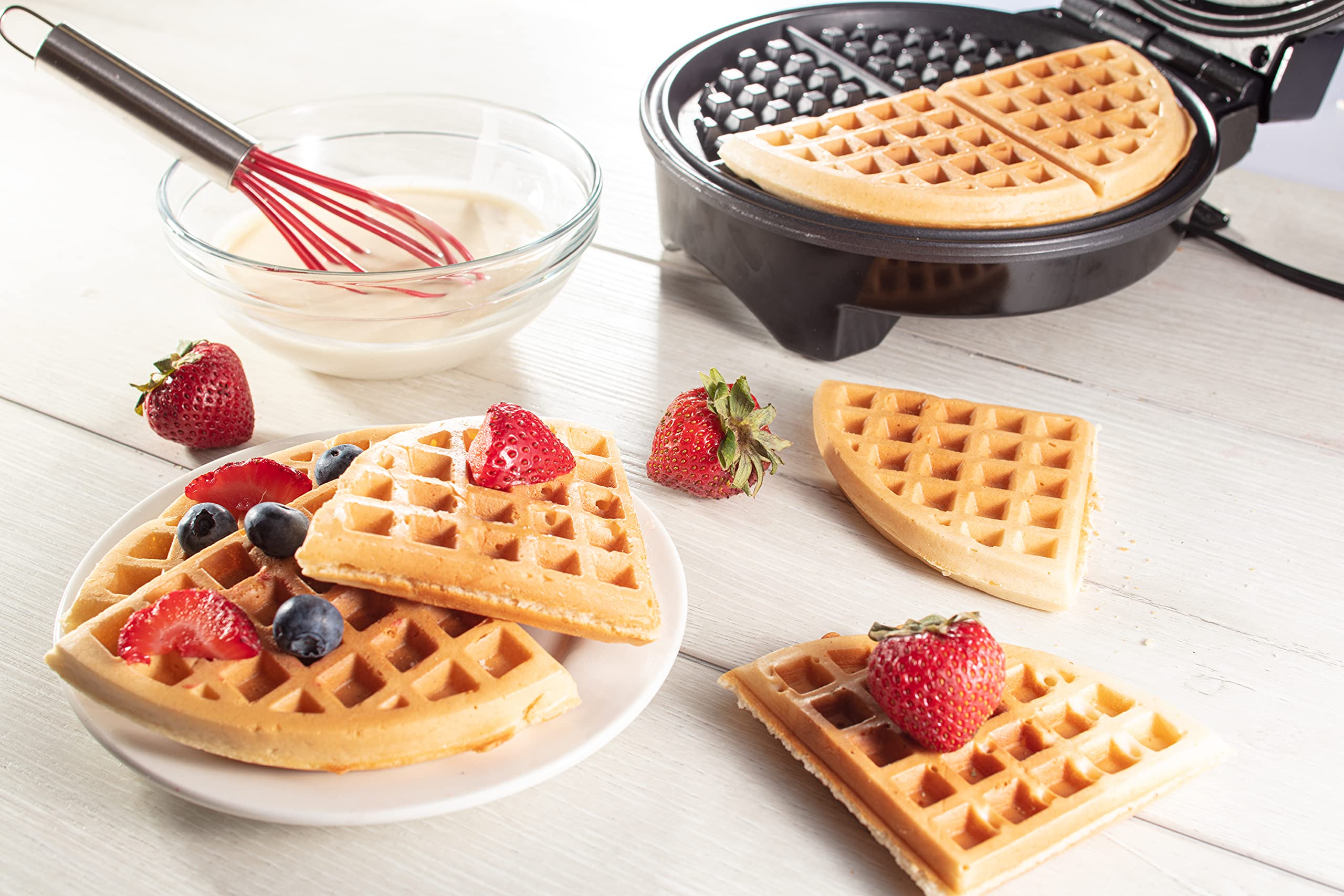 Waffle Maker by Cucina Pro - Griddle Makes 7 Inch Thin, American Style Waffles for Breakfast - Non-Stick Waffler Iron with Adjustable Browning Control, Homemade Breakfast Gift, Easy to Use and Clean