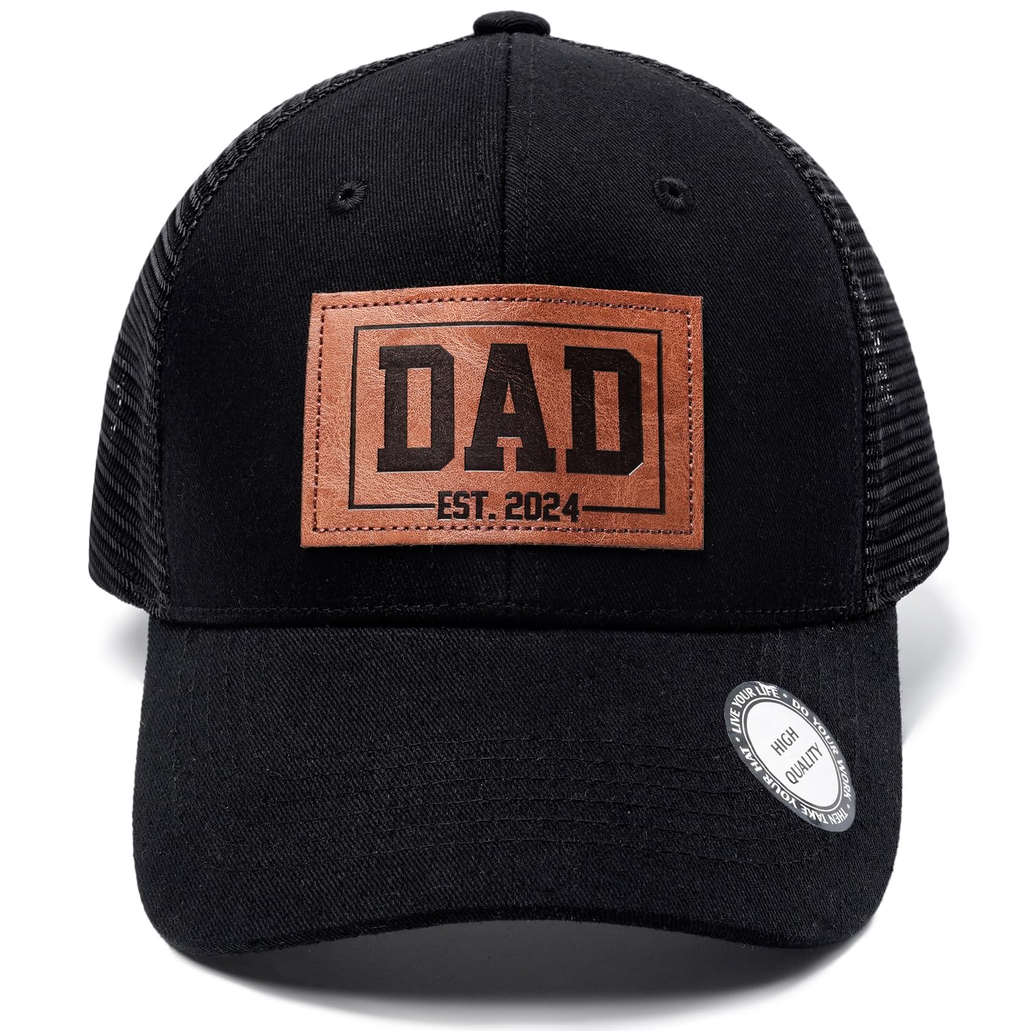 Dad Est 2024, Perfect New Father Gift, First Dad Hat Fathers Day Birthday Gifts for 1st Dad Papa Trucker Baseball Cap Black