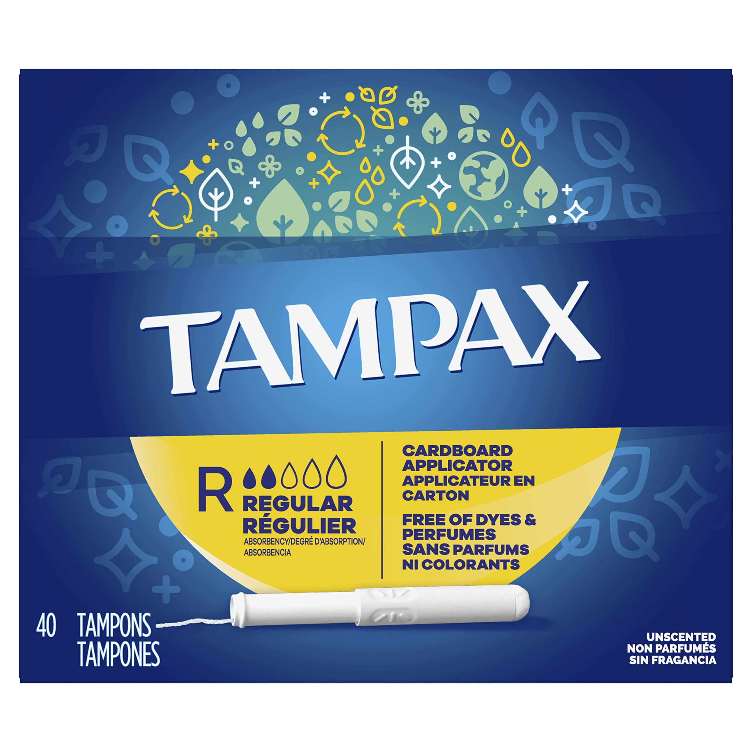 Tampax Tampons with Cardboard Applicator, Regular 40 ea (Pack of 4)