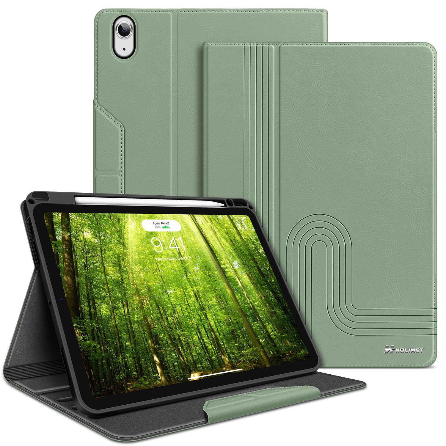 iPad Air 11 inch Case 2024 (M2), iPad Air 5th Generation Case 2022, iPad Air Case 4th Generation 2020 10.9 Inch with Pencil Holder Shockproof Protective Cover for iPad Air 6/5/4 Vegan Leather