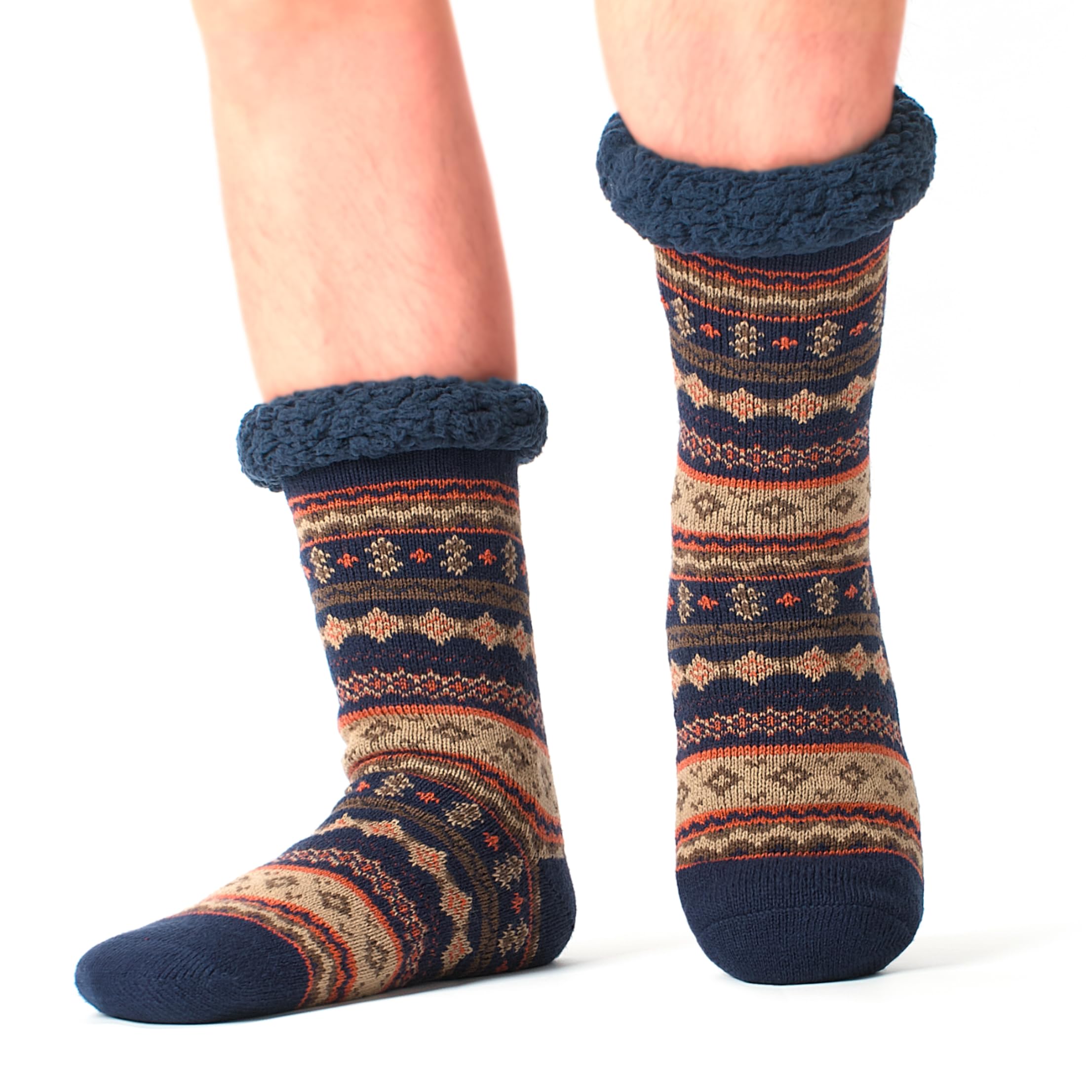 The Metluks Men's Slipper Socks with Non-Slip Grippers, Thermal Fuzzy Warm Sherpa Lining, Winter Cozy Christmas Gifts