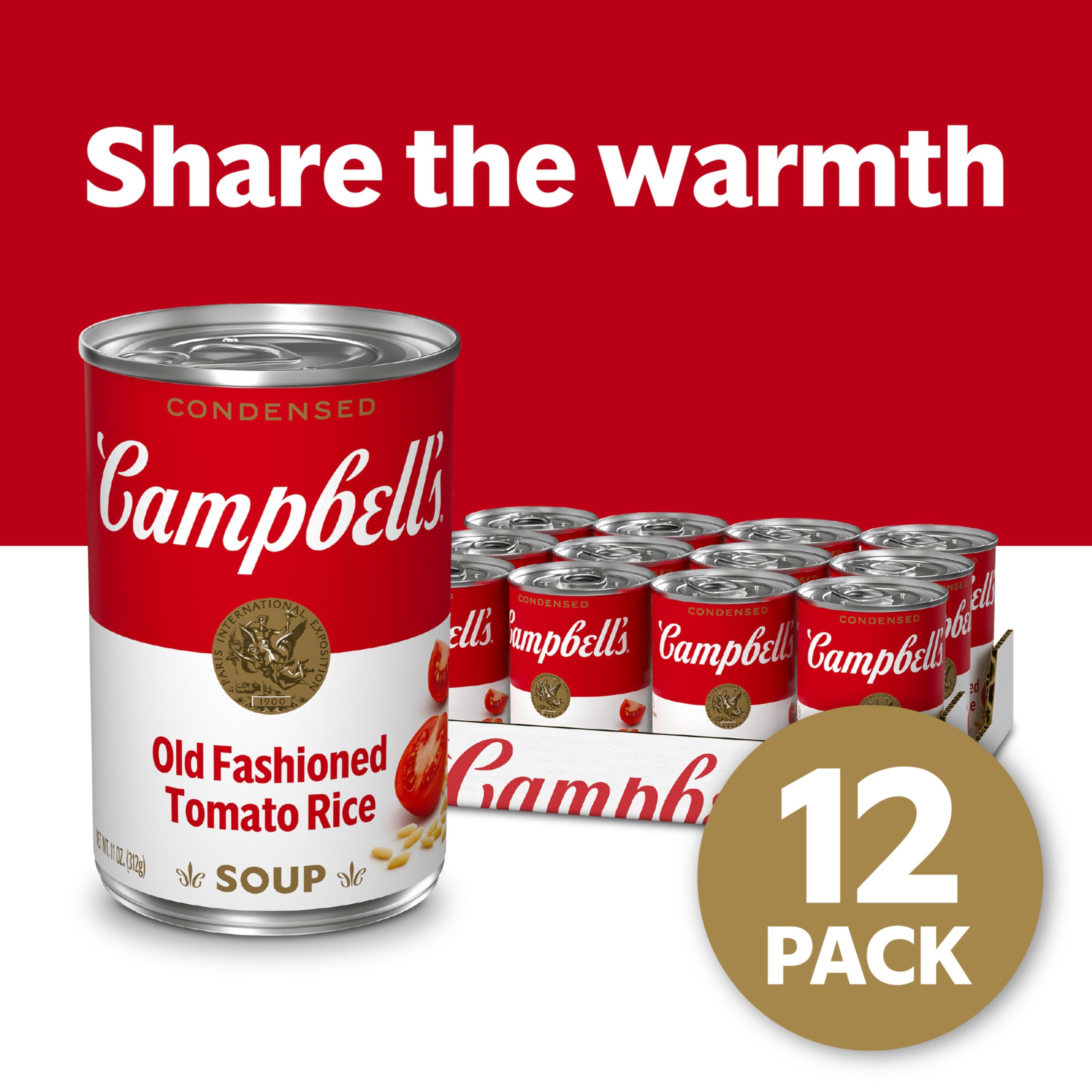Campbell's Condensed Old Fashioned Tomato Rice Soup, 11 oz Can (12 Pack)
