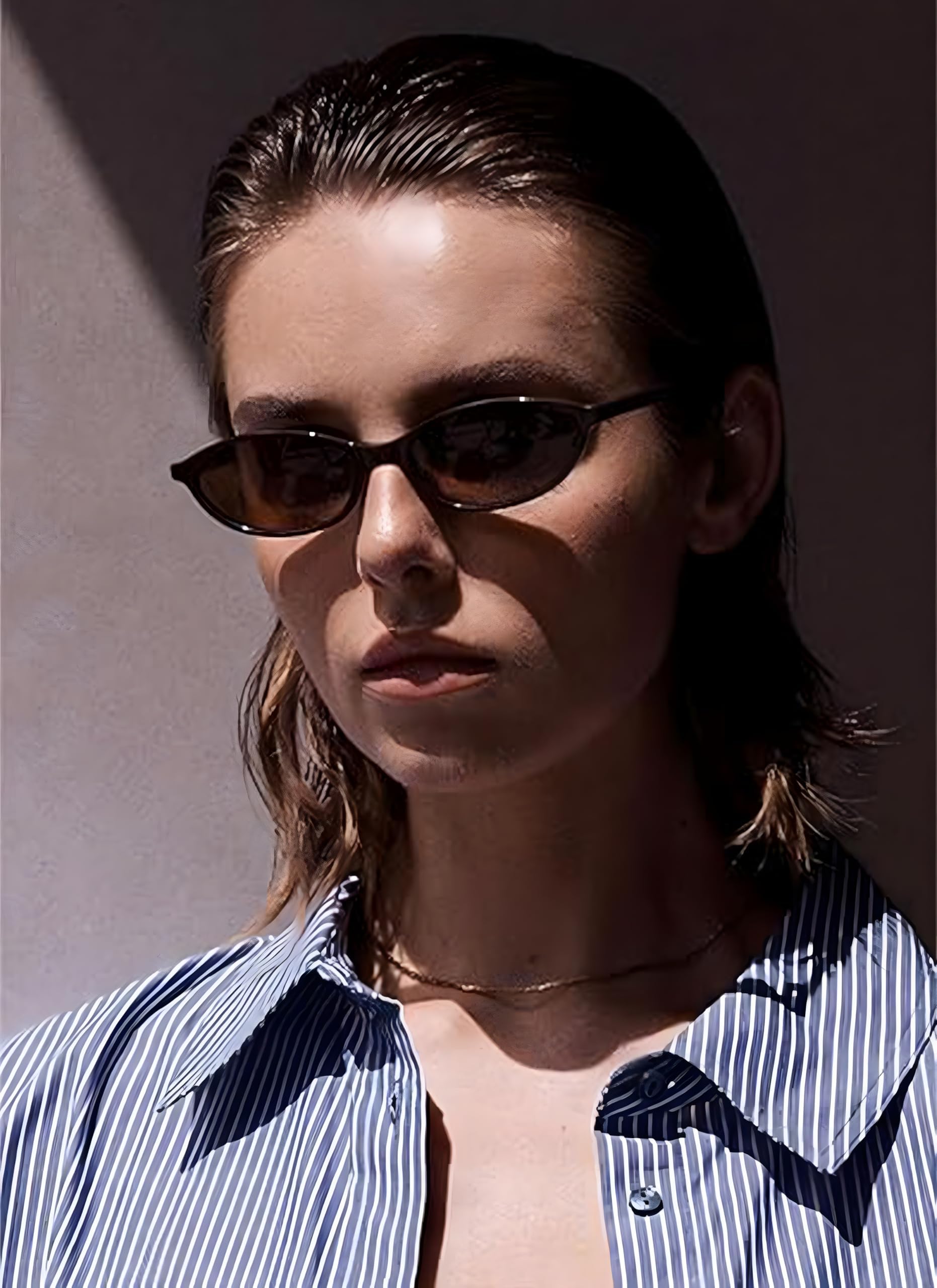 YMRFW Retro Oval Cat Eye Sunglasses for Women Y2k Designer Trendy Narrow Shades UV protection Sun Glasses