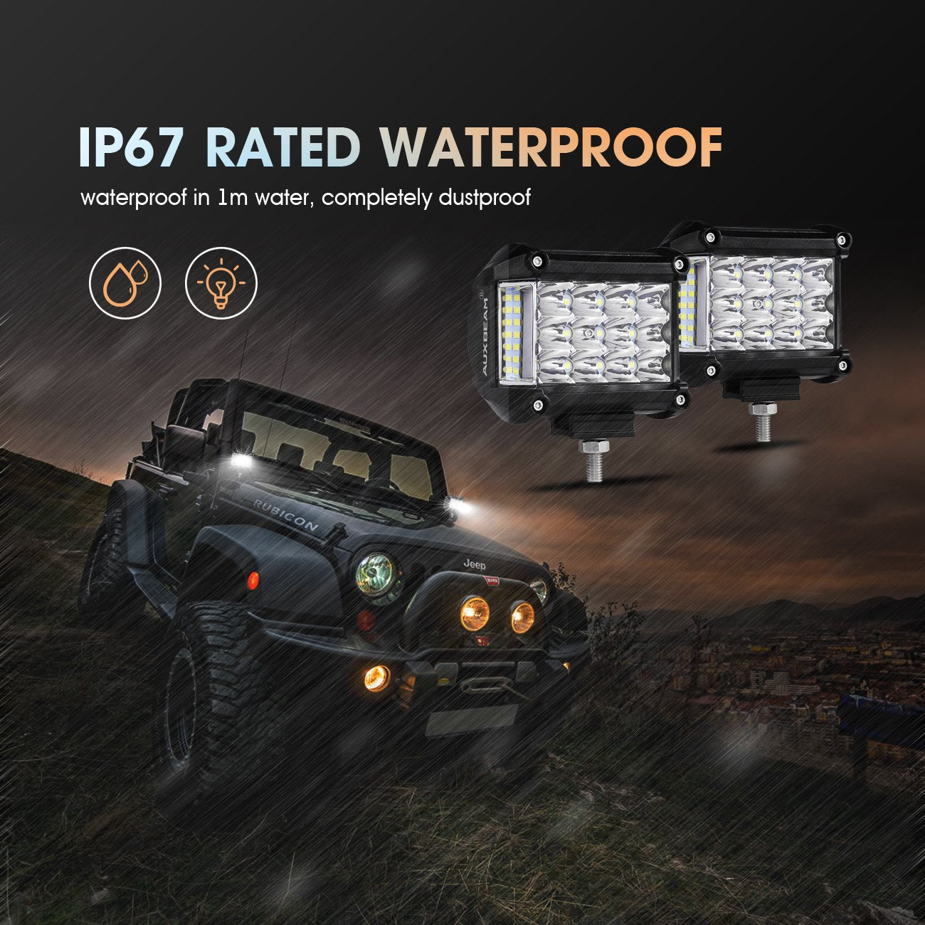 Auxbeam 4" Side Shooter LED Pods 19W 2Pcs LED Light Bar Off Road Light Pods with 19pcs * 1w Led Chips Spot Flood Combom Beam (Pack of 2)