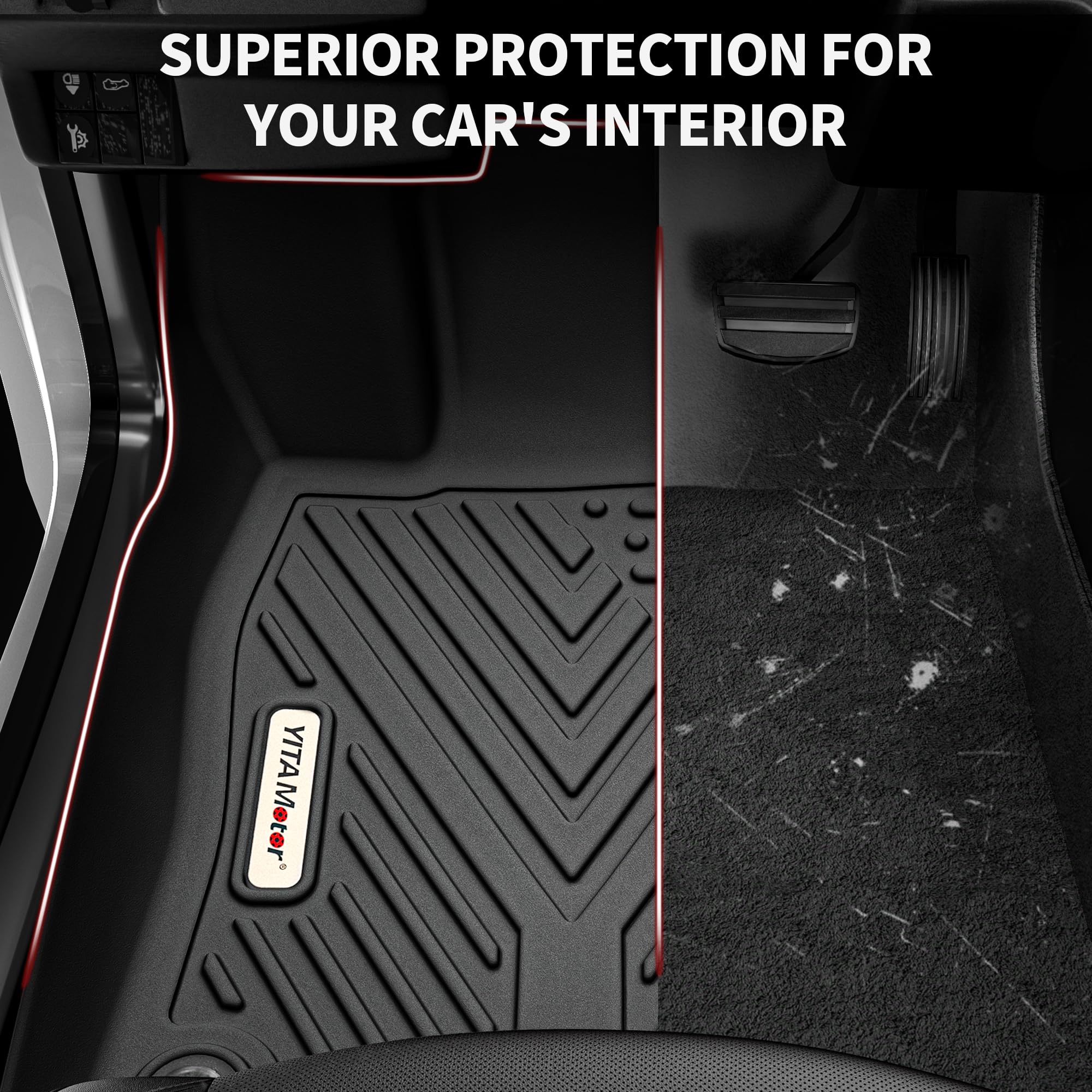 YITAMOTOR Floor Mats Compatible with 2016-2021 Honda Civic Coupe/Sedan/Type R, 2017-2021 Honda Civic Hatchback, 1st & 2nd Row All Weather Protection, Black