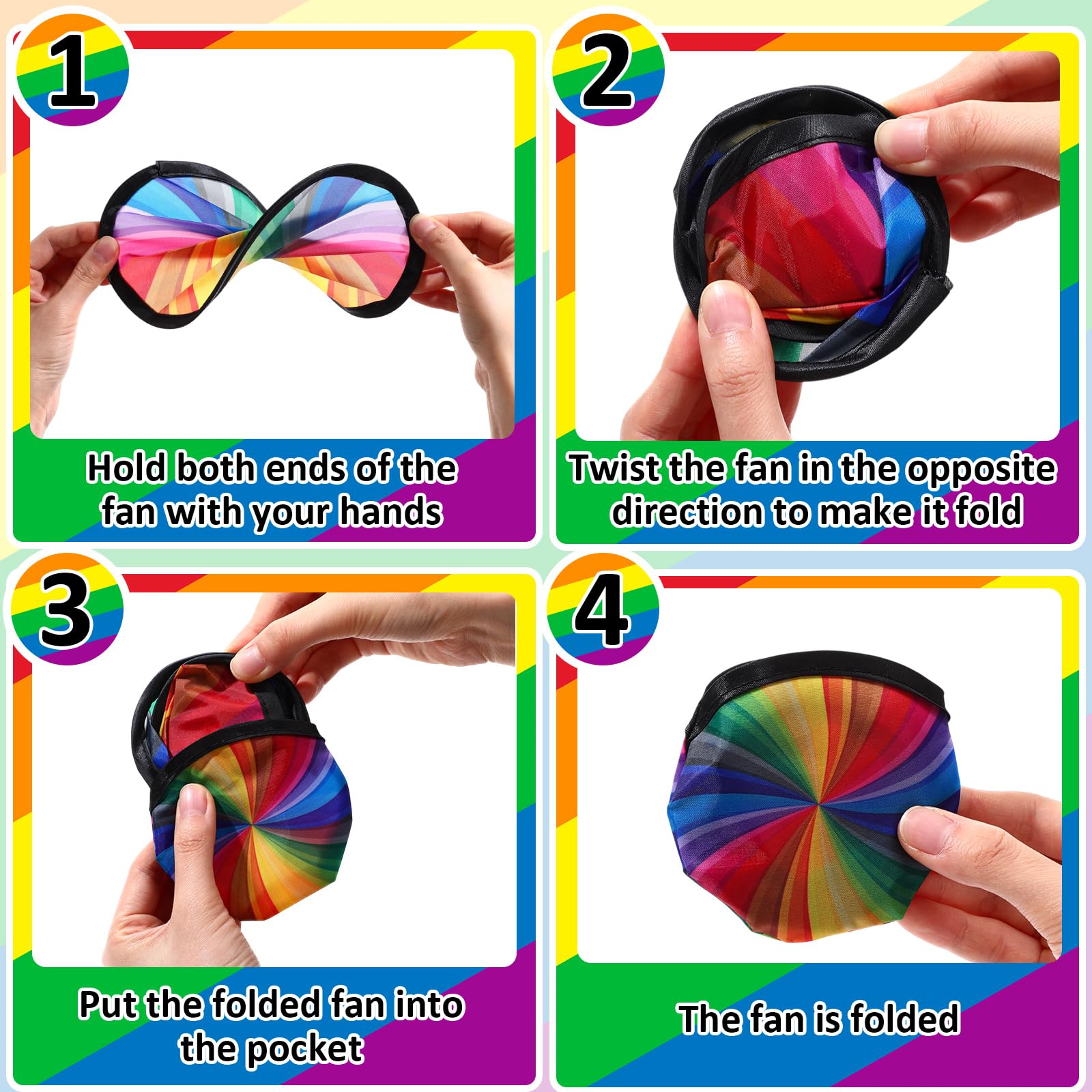 WinnerWhy 24 Pcs Foldable Flying Disc Fans Set Colorful Folding Pocket Toy Beach Flying Disc for Party Gift Bulk for Halloween Christmas New Year Outdoor Activity Game