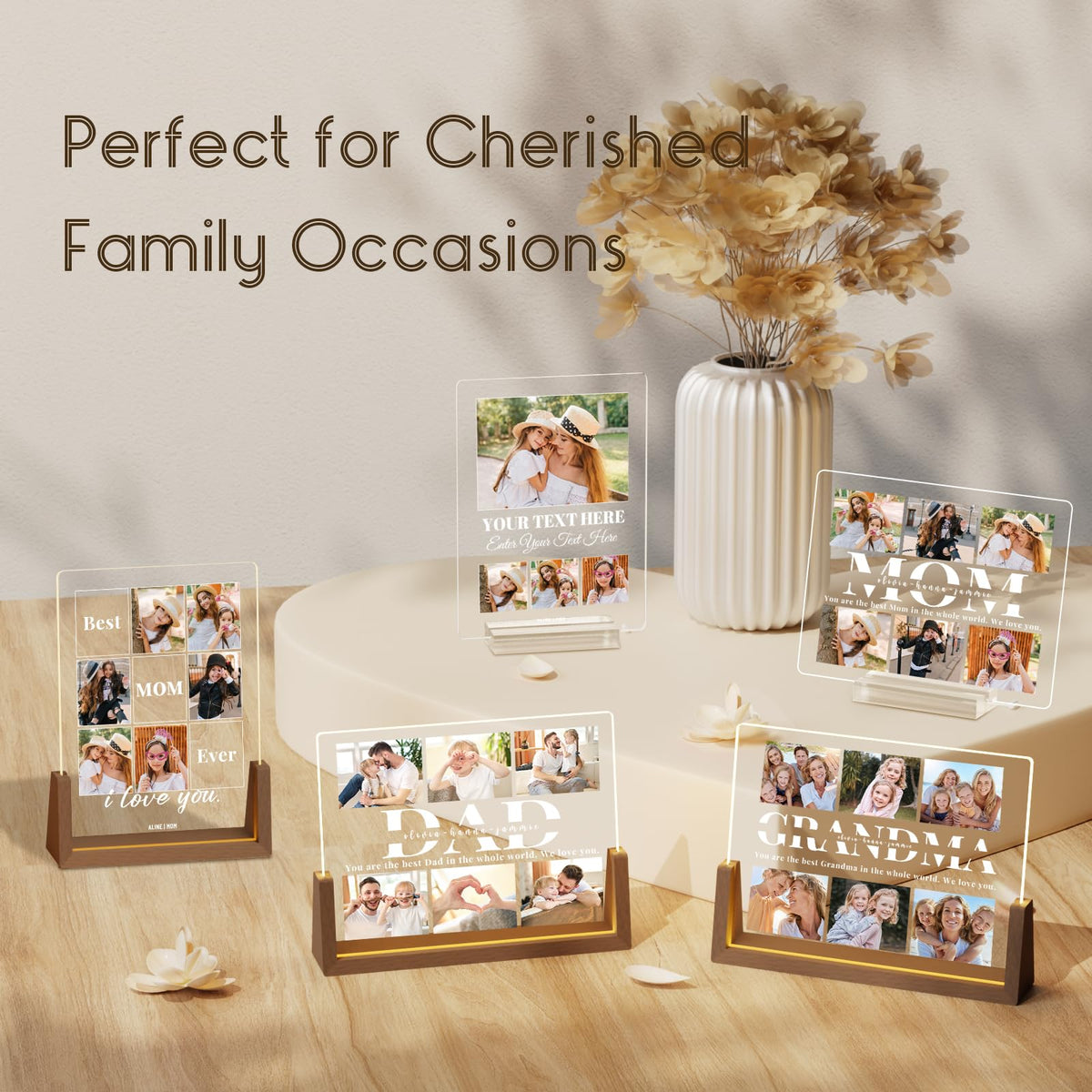 LUCKOR Personalized Grandma Gifts for Christmas, Mothers Day Gifts for Grandma, Custom Walnut Picture Frame Gifts Ideas, Customized Grandma Birthday Gifts, Best Grandma Gifts
