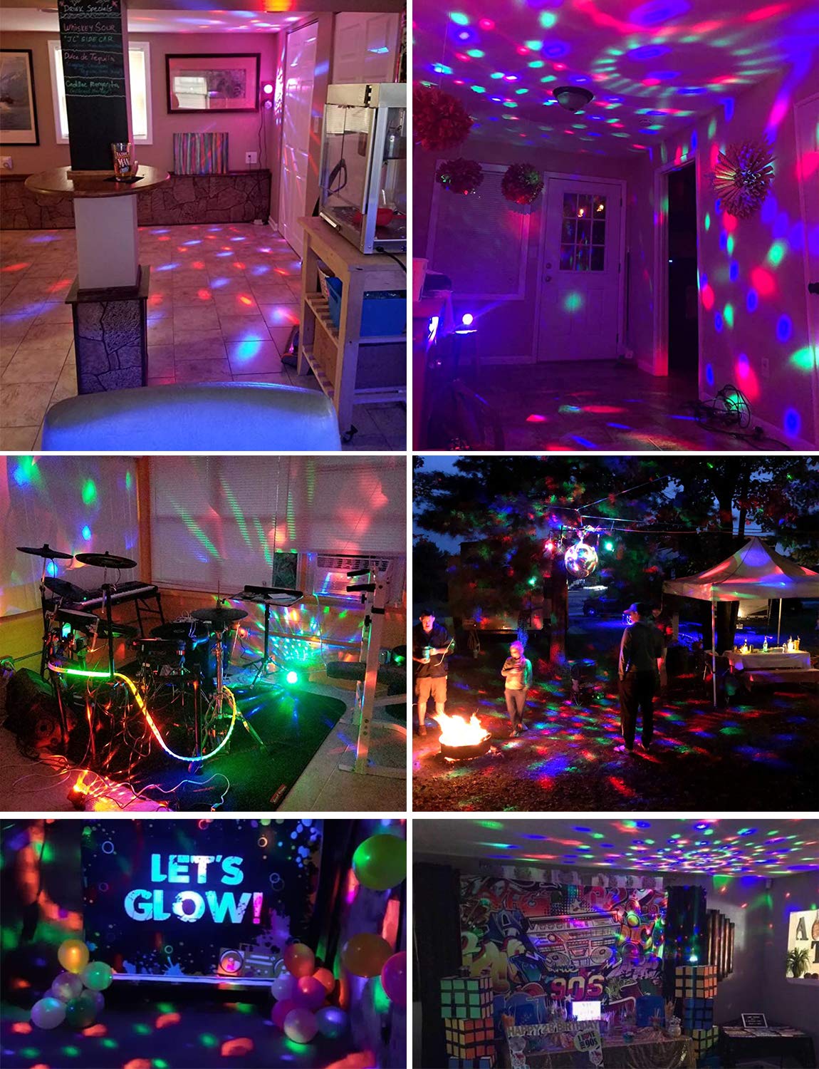 Luditek 2-Pack Portable Sound Activated Party Lights Indoor, Battery Powered/USB Dj Lighting, Disco Ball Strobe Light for Car Room, Adults Gifts, New Years Eve Party Supplies Christmas Decorations
