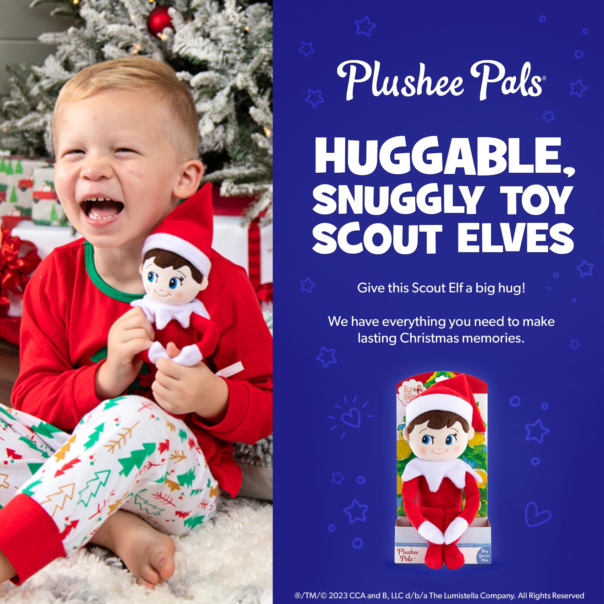 The Elf on the Shelf Plushee Pals - 17-inch Scout Elf Plush Toys - Huggable and Lovable Stuffed Brown Eyed Boy Elf Plush