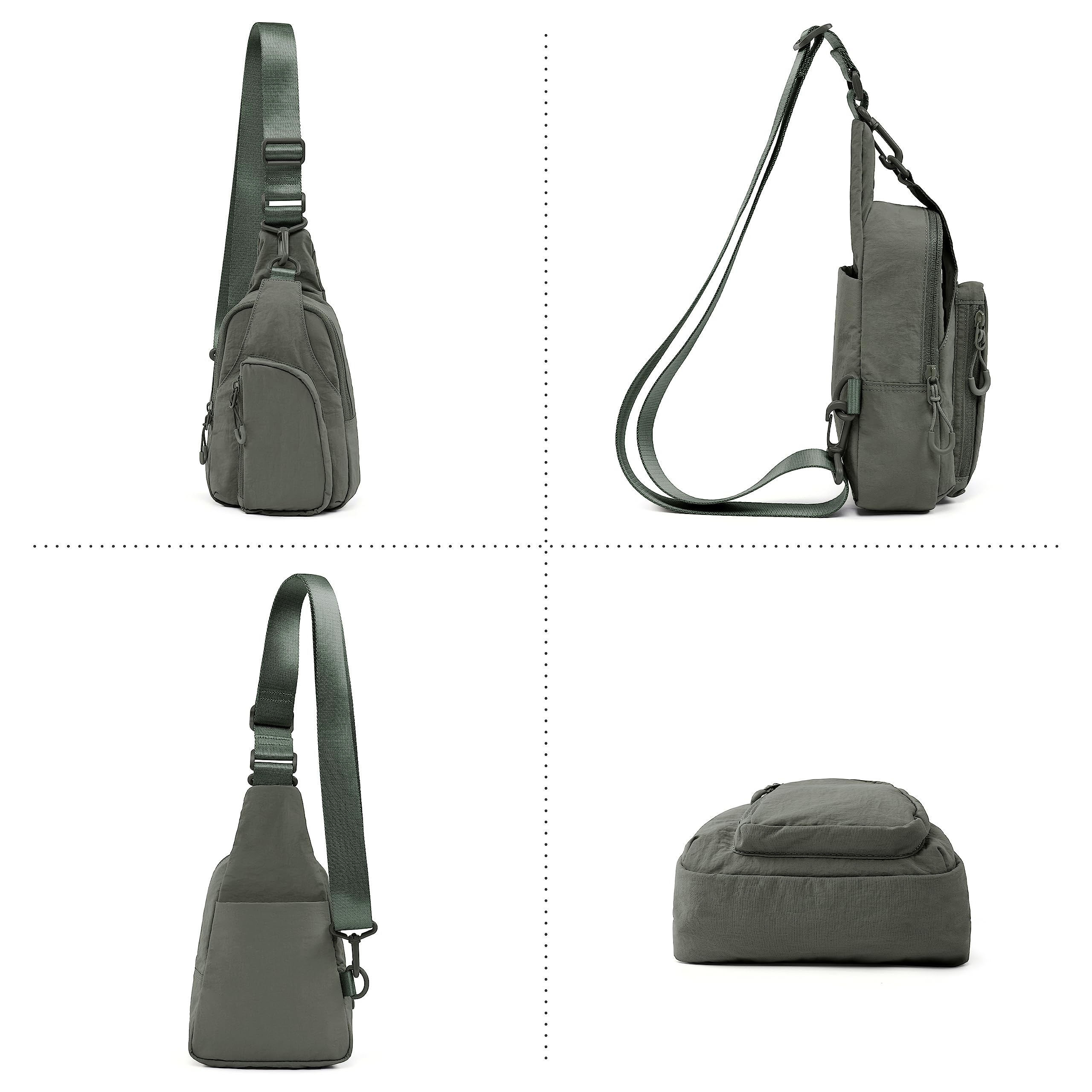 ODODOS Daily Sling Bag with Adjustable Straps Crossbody Chest Bag Lightweight Small Backpack for Casual Outdoor Traveling Hiking, Charcoal