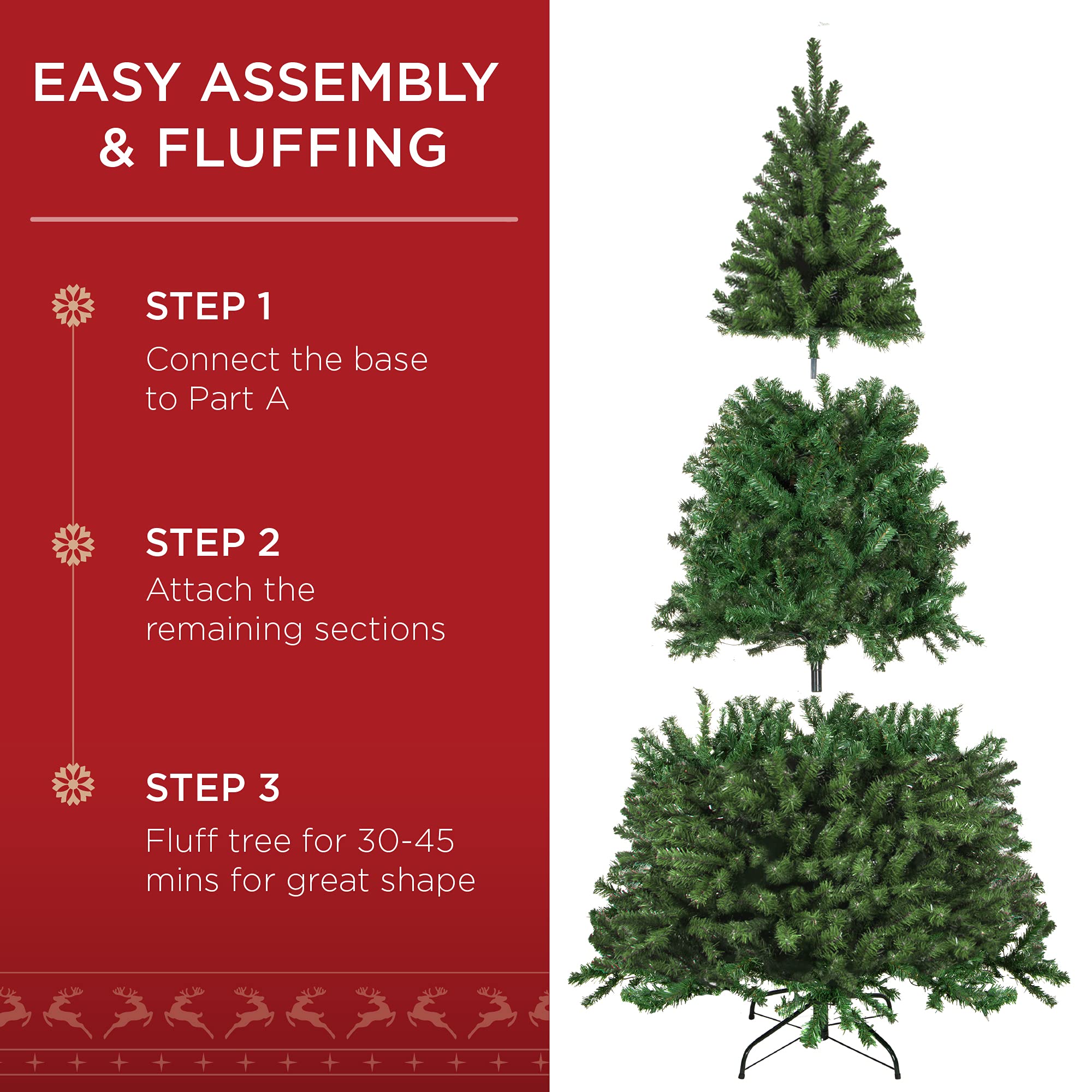 Best Choice Products Artificial Christmas Tree, 6ft Premium Unlit Realistic Spruce Holiday Décor w/Dense Branches, Easy Assembly, Metal Base