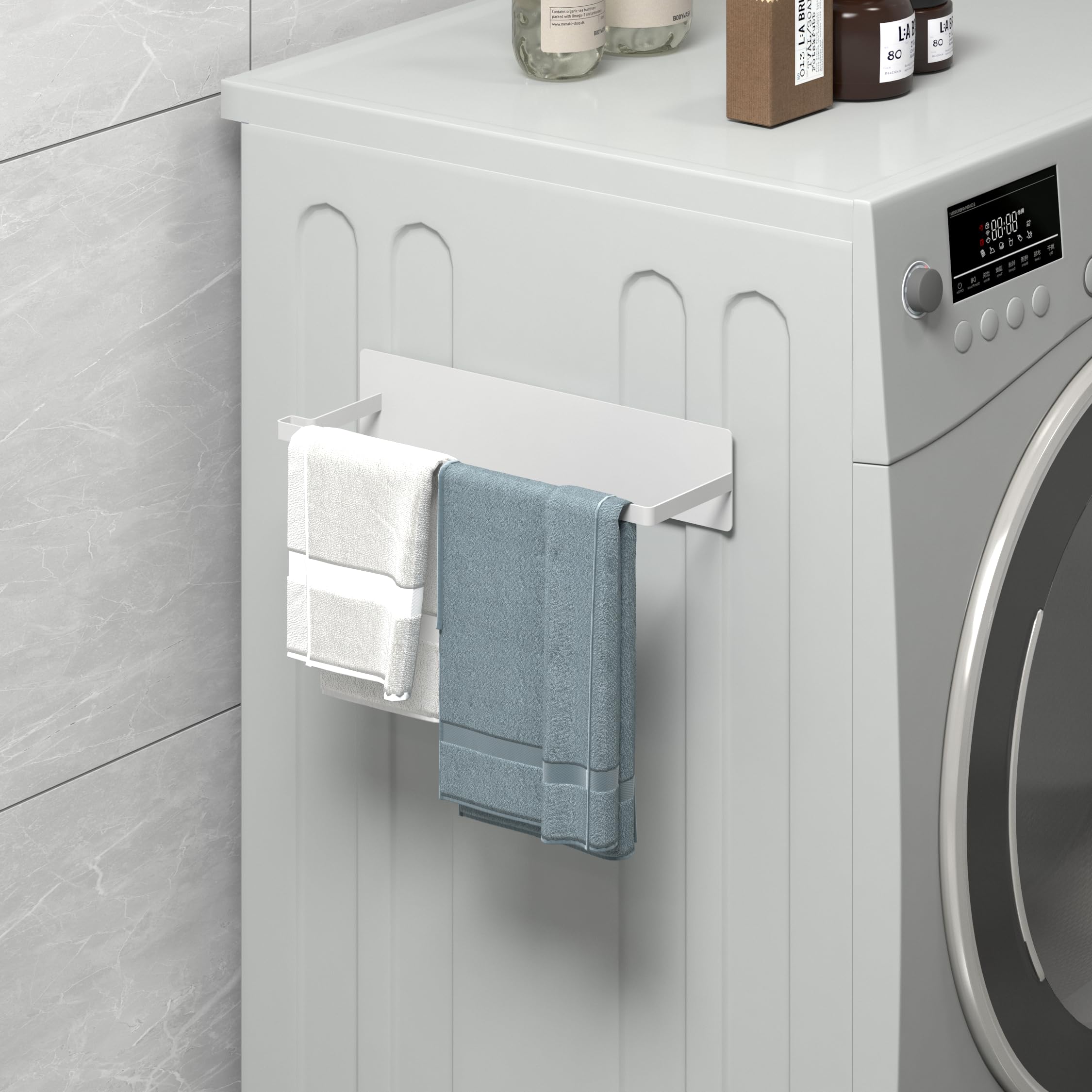 Thipoten Magnetic Hanger Organizer, 2Pack Hangers Holder for Dryer/Washing Machine, Holding up to 30 Velvet/Wire/Plastic Hangers, Perfect Space Saver for Laundry Room (2, White)
