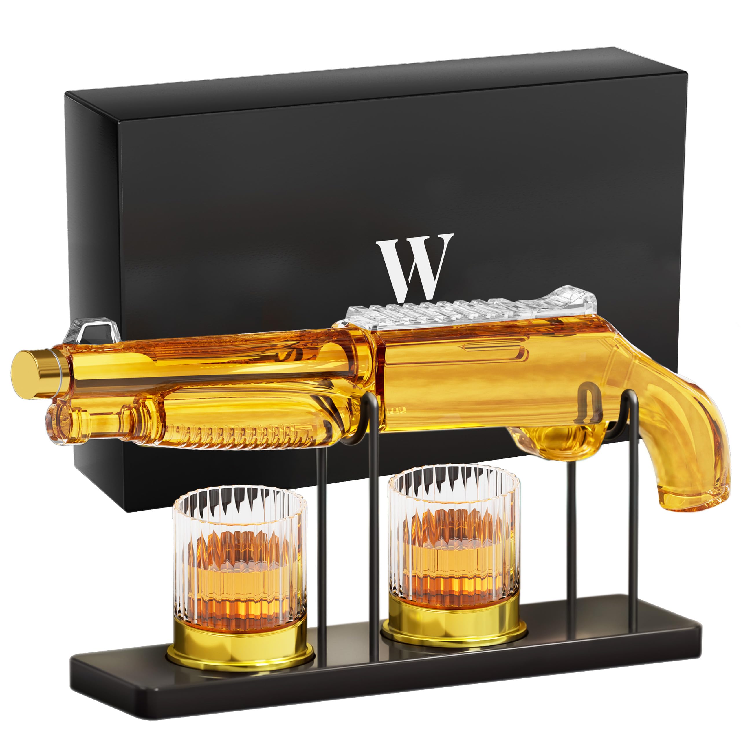 Whiskey Decanter Sets for Men, 20.3 Oz Decanter Set with 2 Glasses, Gifts for Men, Him, Dad, Brother, Christmas Birthday Gift Ideas from Daughter Son, Cool Liquor Dispenser for Home Bar