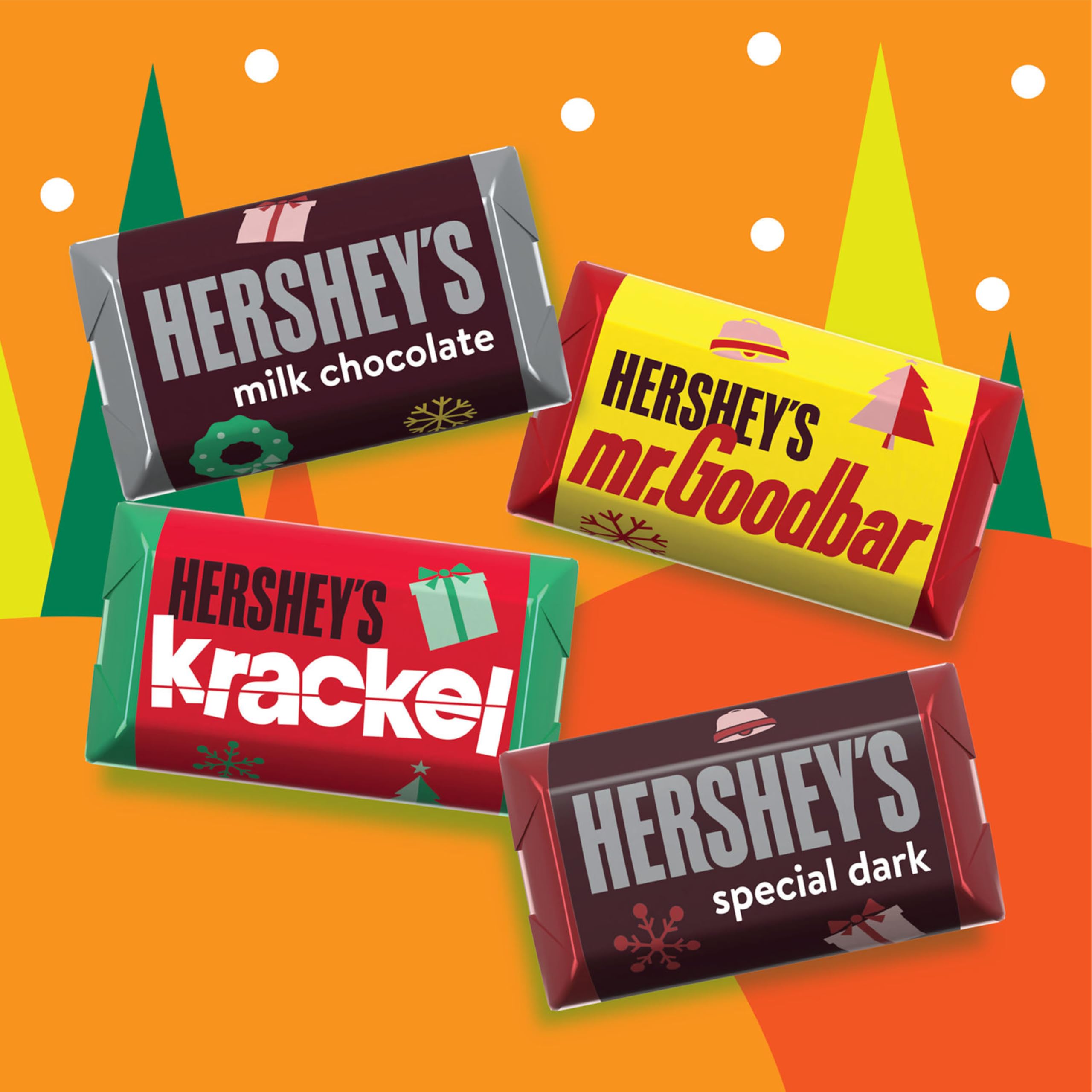 HERSHEY'S Miniatures Assorted Chocolate, Christmas Stocking Stuffer Candy Bag, 9.9 oz