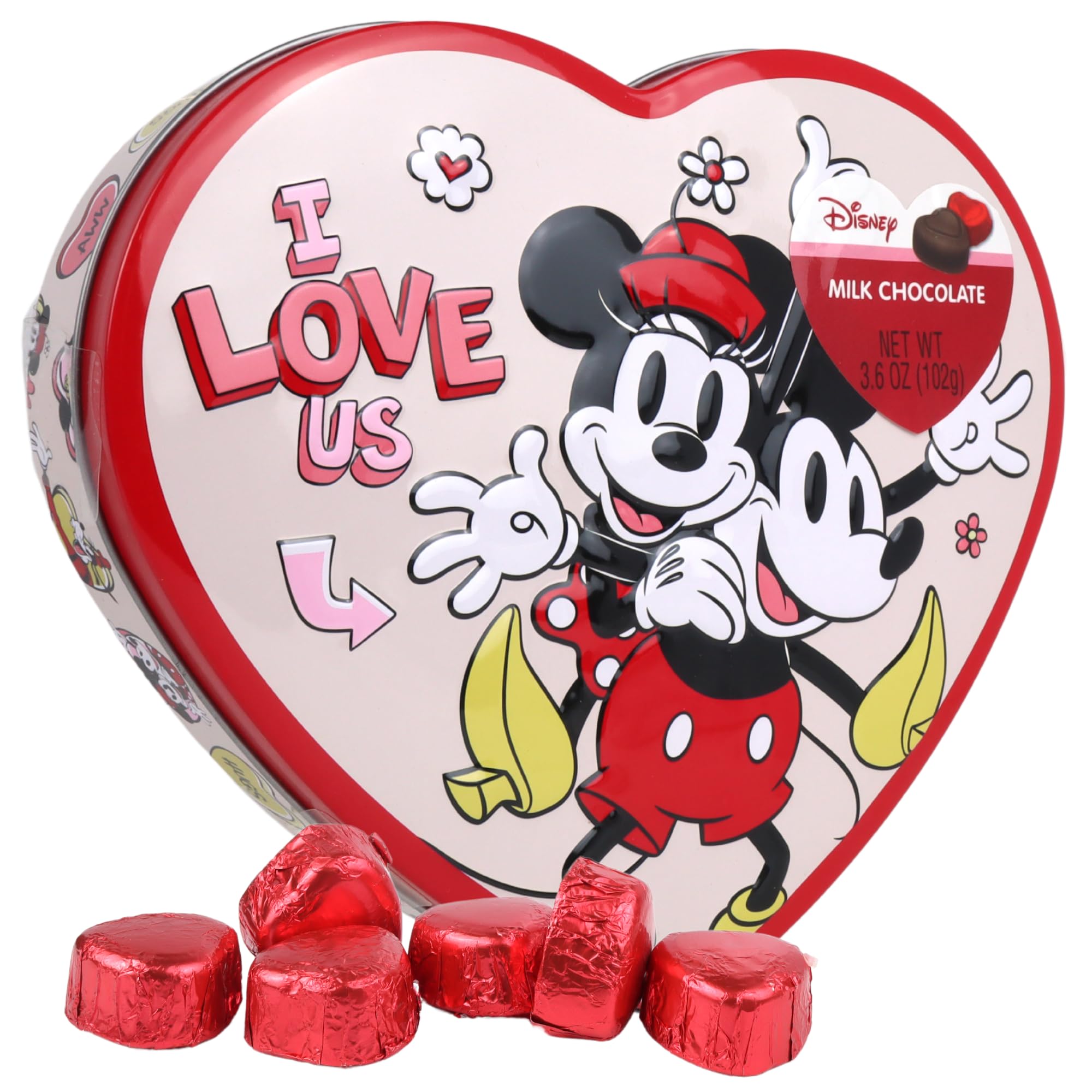 Mickey and Minnie Mouse Valentine's Day Be Mine Heart Tin with Milk Chocolate Candy, 3.6 Ounce