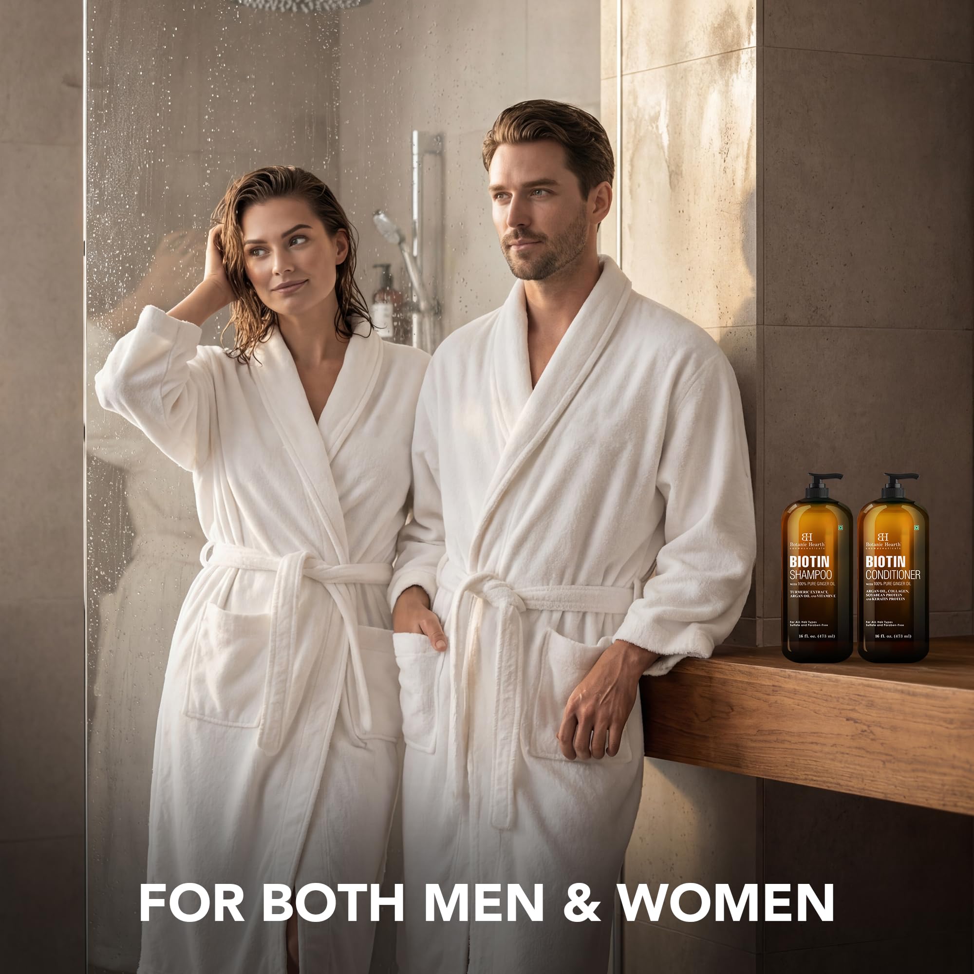 Botanic Hearth Biotin Shampoo and Conditioner Set - with Ginger Oil & Keratin for Hair Loss and Thinning Hair for Men and Women - Sulfate Free, 16 fl oz each