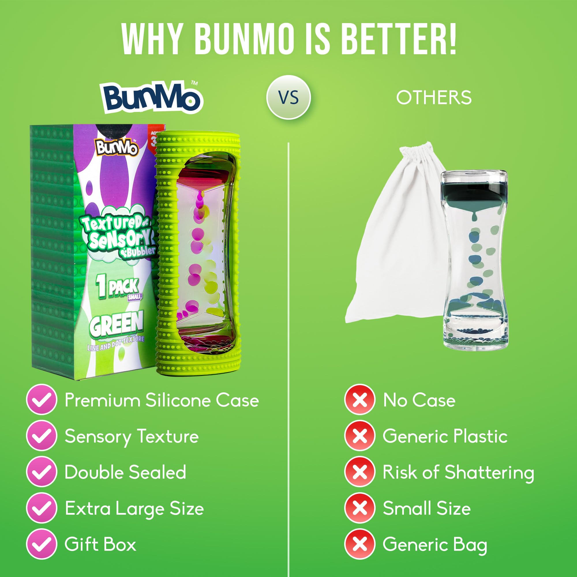 BUNMO Liquid Motion Bubbler Sensory Toys - Sensory Stocking Stuffers for Kids - Rainbow Liquid Motion Bubbler Sensory Toys - Sensory Stocking Stuffers for Kids - Green