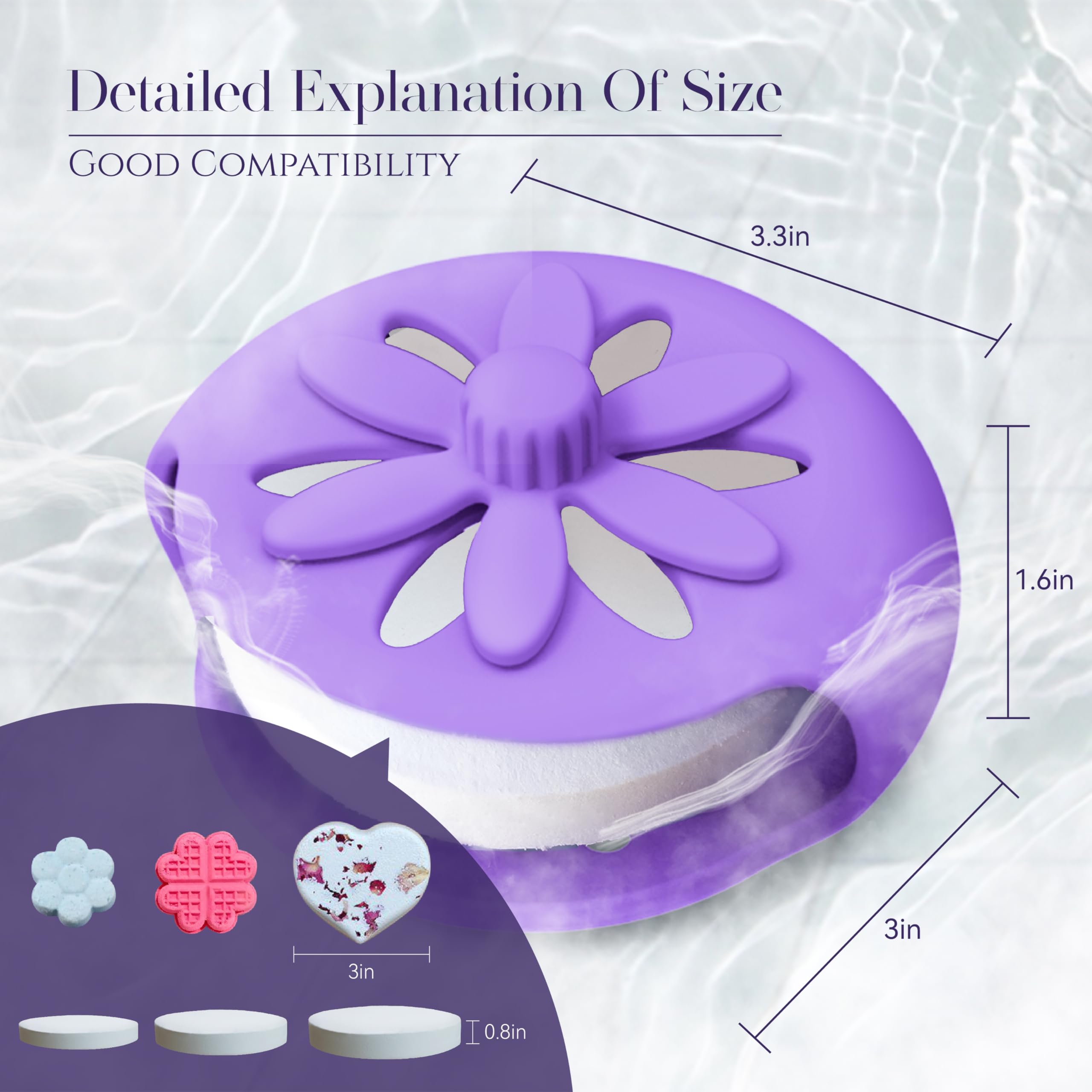 Purple Shower Steamers Tray, Big Suction Cup Shower Steamer Tablet Holder Dish for Long Lasting Use, Flake Bath Bombs Container, Adornment Household Supply Car Decoration Yoga Decor