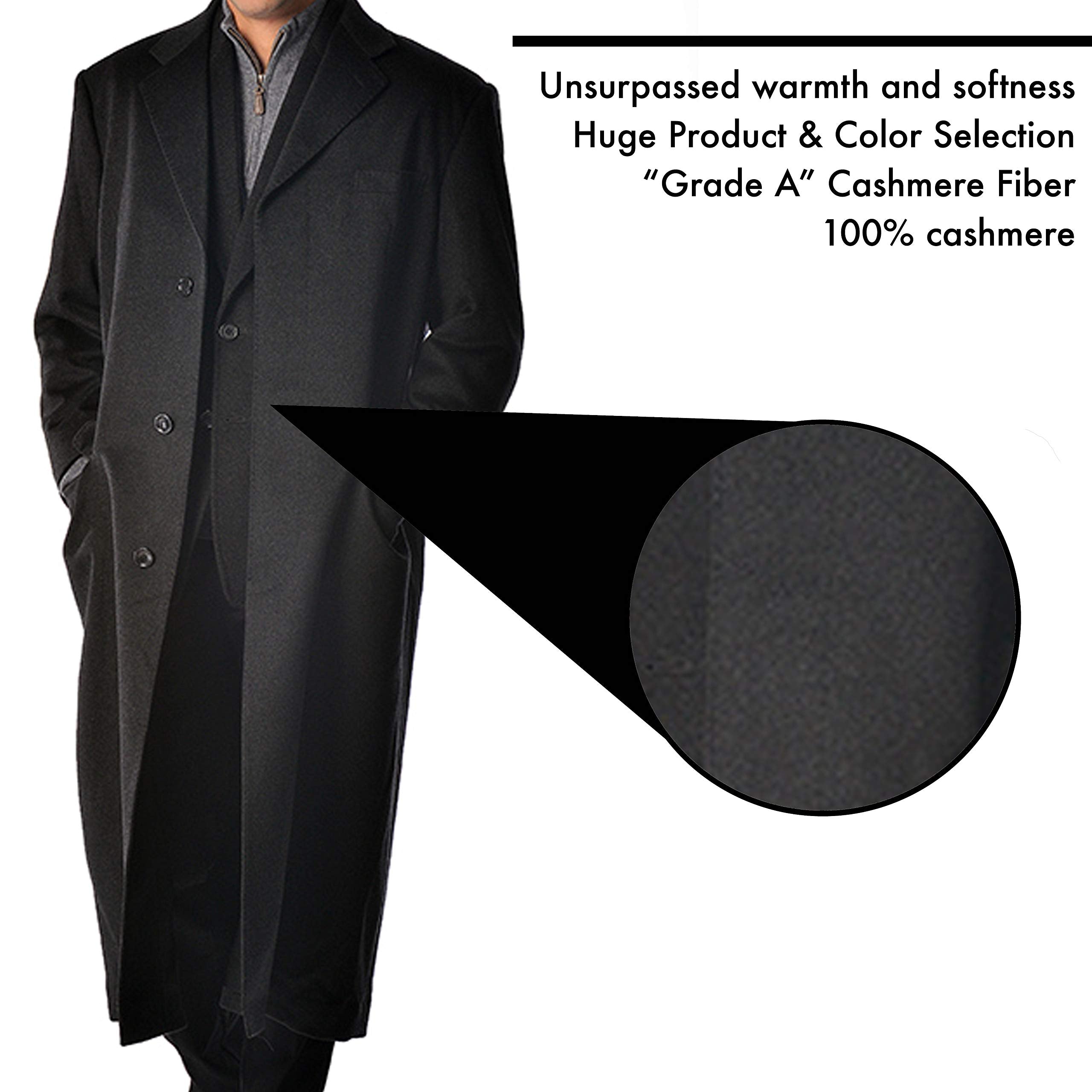 Cashmere Boutique 100% Pure Cashmere Full Length Top Coat Men– Lightweight, Soft & Warm Over Coat Men