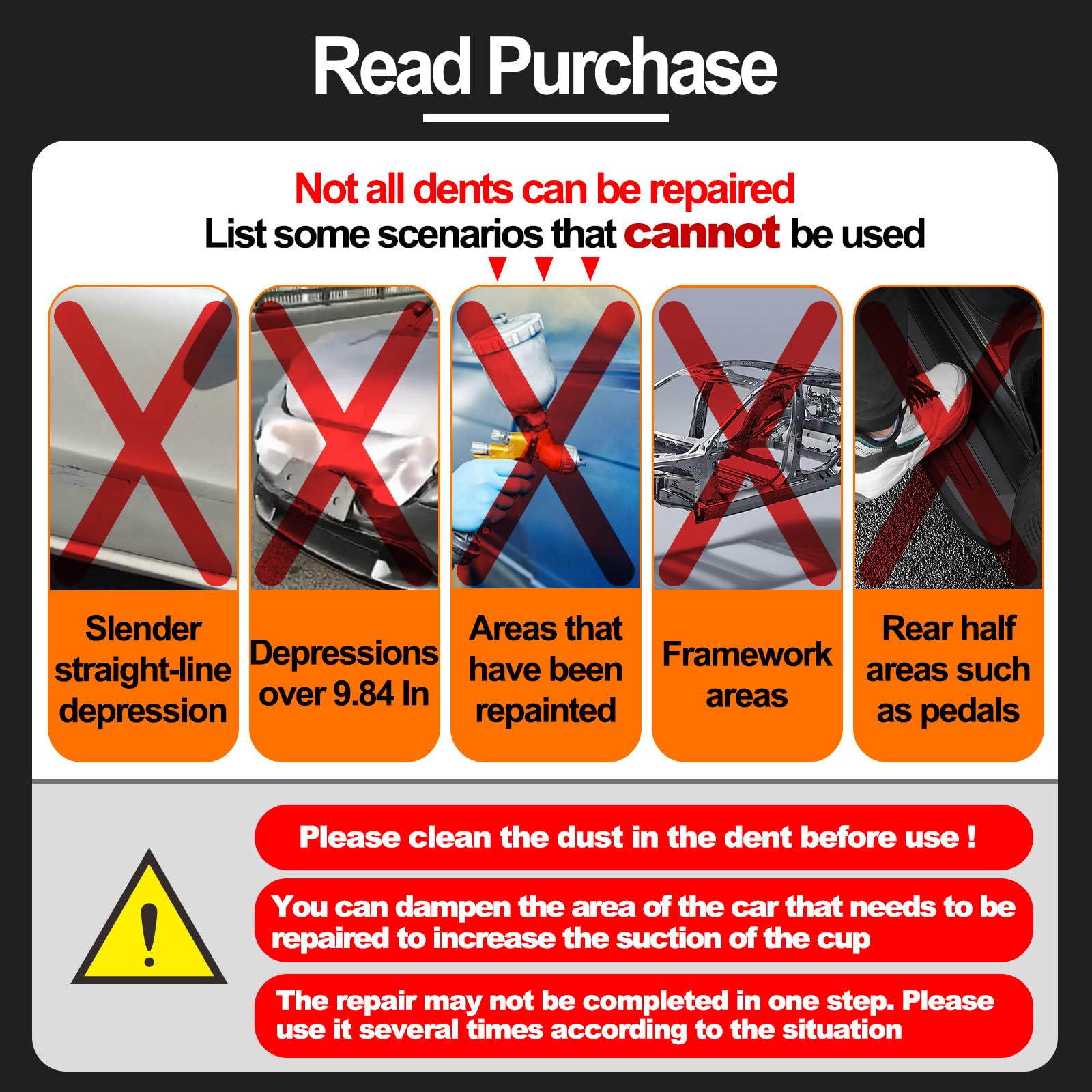 PHIXBEAR Powerful Metal Car Dent Suction Puller 2pcs, Aluminum dent Remover Tool for car,Paintless Dent Repair Durable Strong Suction Pad for Car Garage Door, Bumper, Glass Fridge