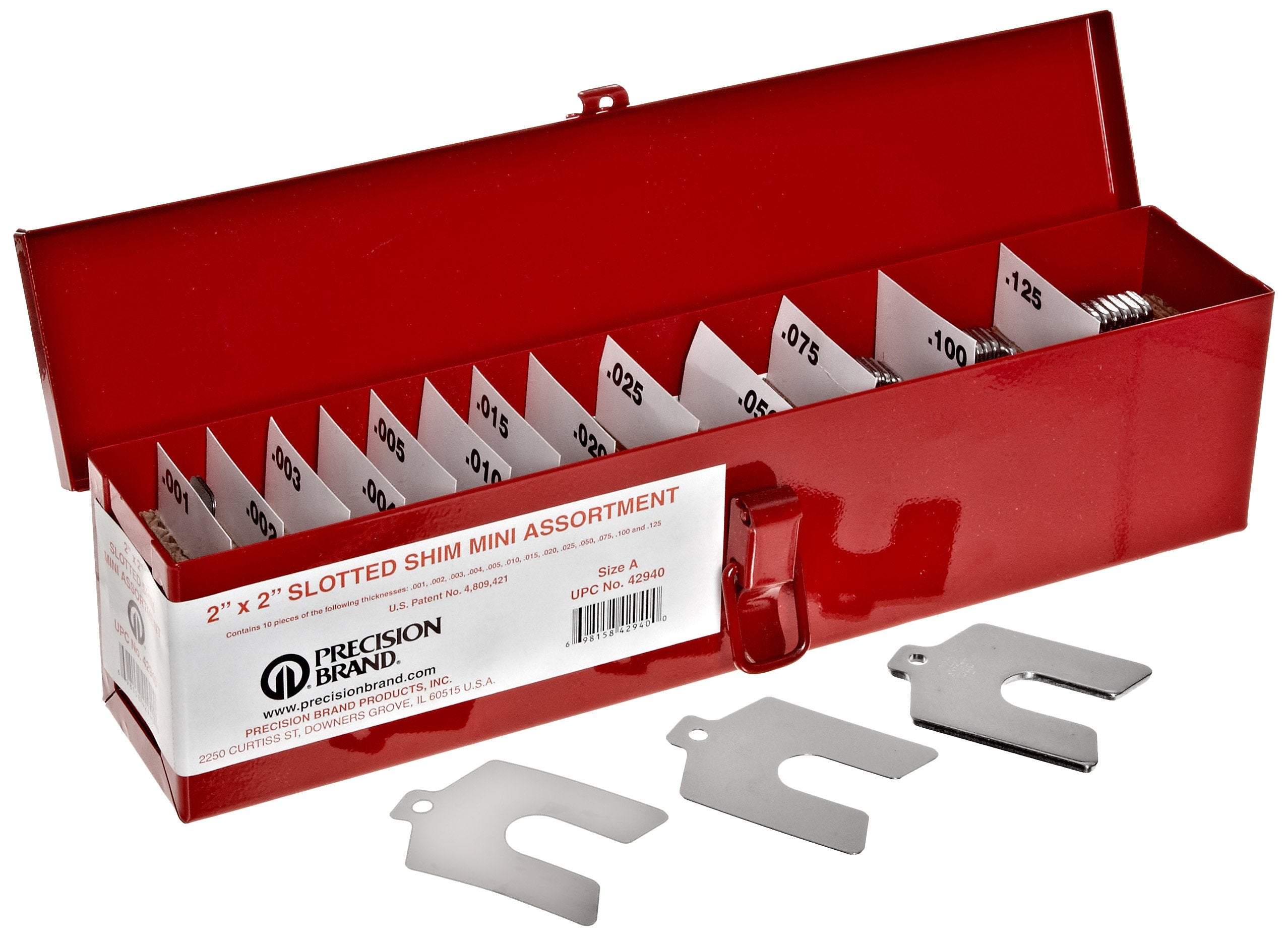 Precision Brand 130 Piece Size A 2" x 2" Stainless Steel Slotted Shim Mini Assortment
